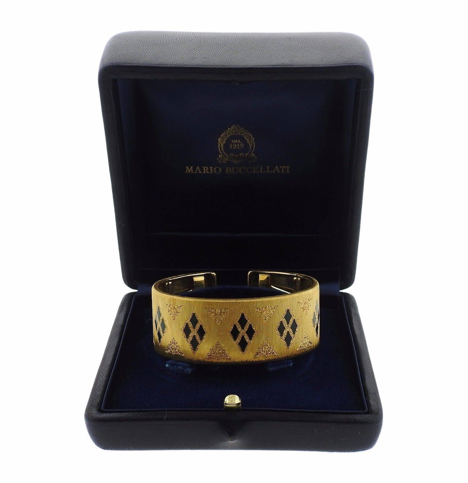 Mario Buccellati Plique-a-Jour Enamel Gold Cuff Bracelet For Sale at ...