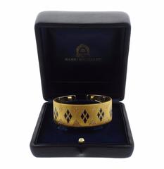 Mario Buccellati Plique-a-Jour Enamel Gold Cuff Bracelet