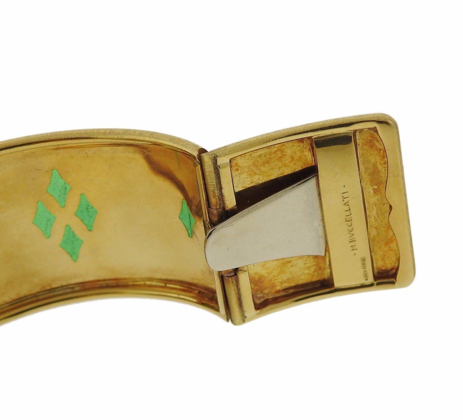 Mario Buccellati Plique-a-Jour Enamel Gold Cuff Bracelet For Sale 2