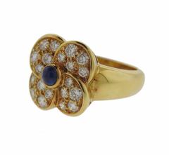 Christian Dior Sapphire Diamond Gold Flower Ring