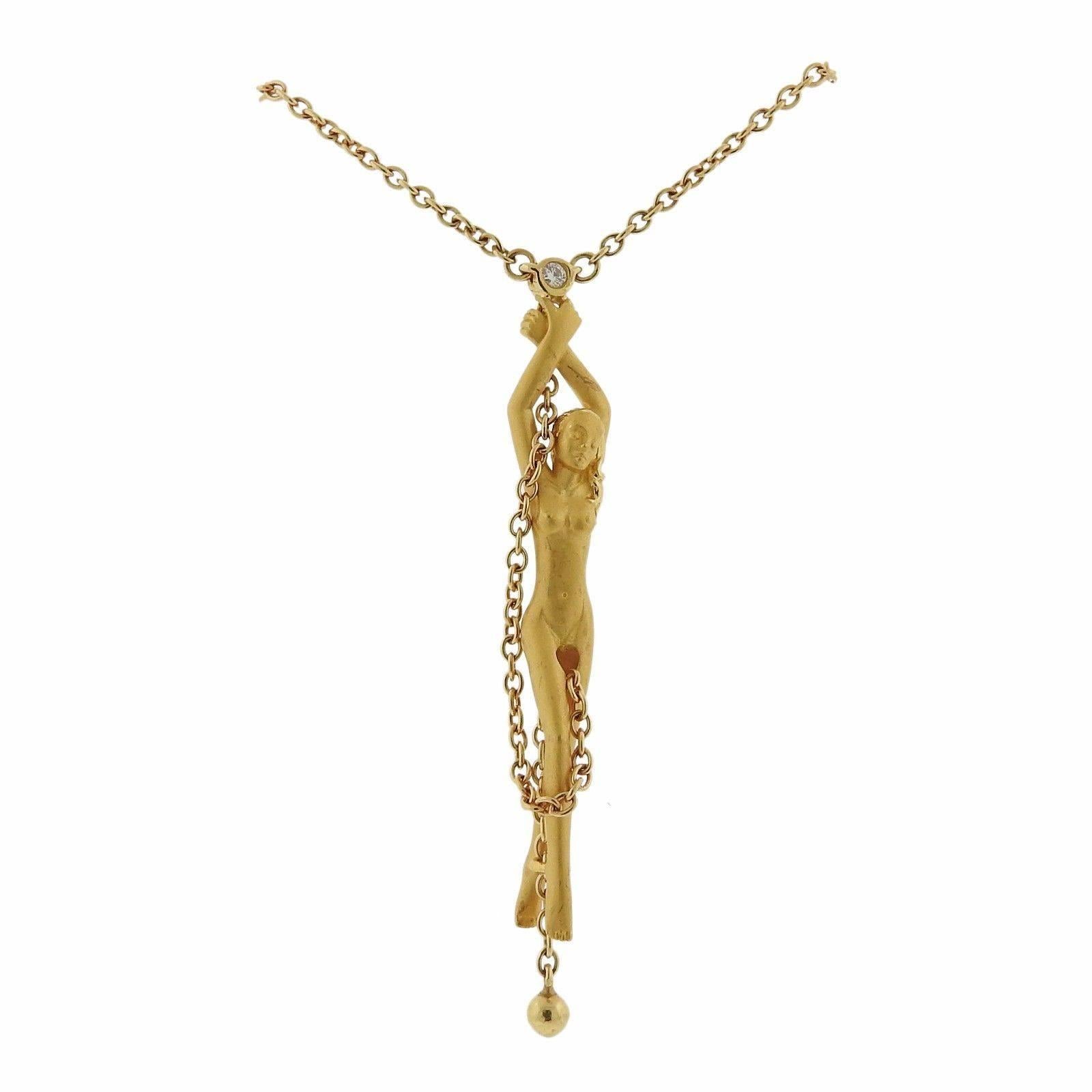 Carrera Y Carrera Diamond Gold Nymph Pendant Necklace