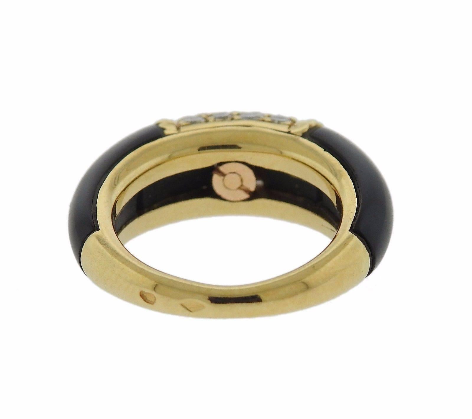 Women's 1960s Van Cleef & Arpels Onyx Diamond Gold Ring