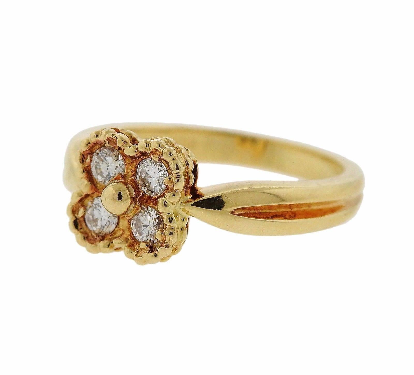 Van Cleef & Arpels Alhambra Diamond Gold Ring In Excellent Condition In Lambertville, NJ