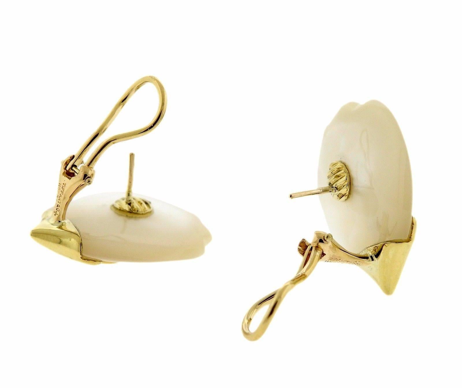 Tiffany & Co. Gold Mother-of-Pearl Flower Petal Earrings 1