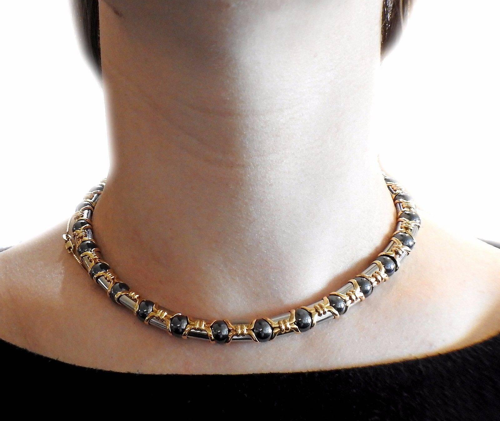 Women's Bulgari Hematite Steel Gold Necklace