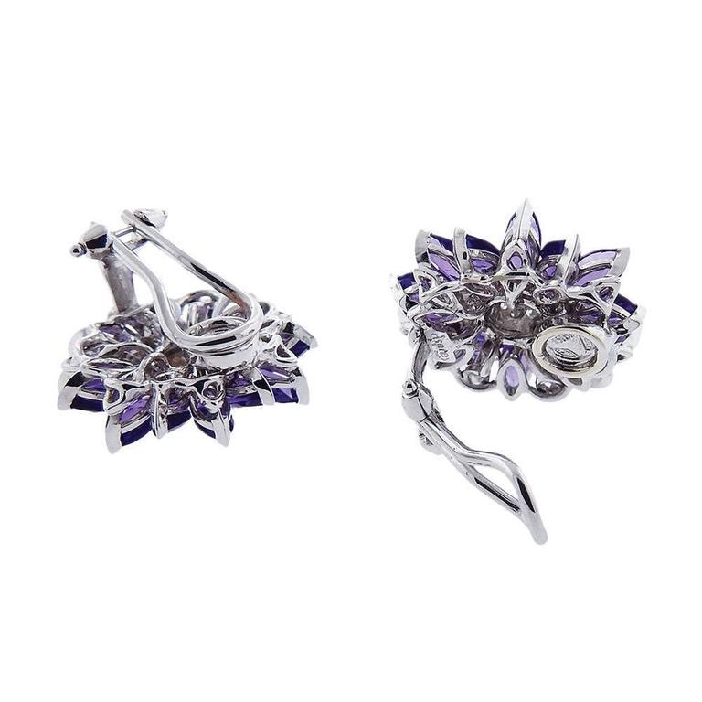 Asprey Amethyst Diamond Gold Daisy Flower Earrings at 1stDibs