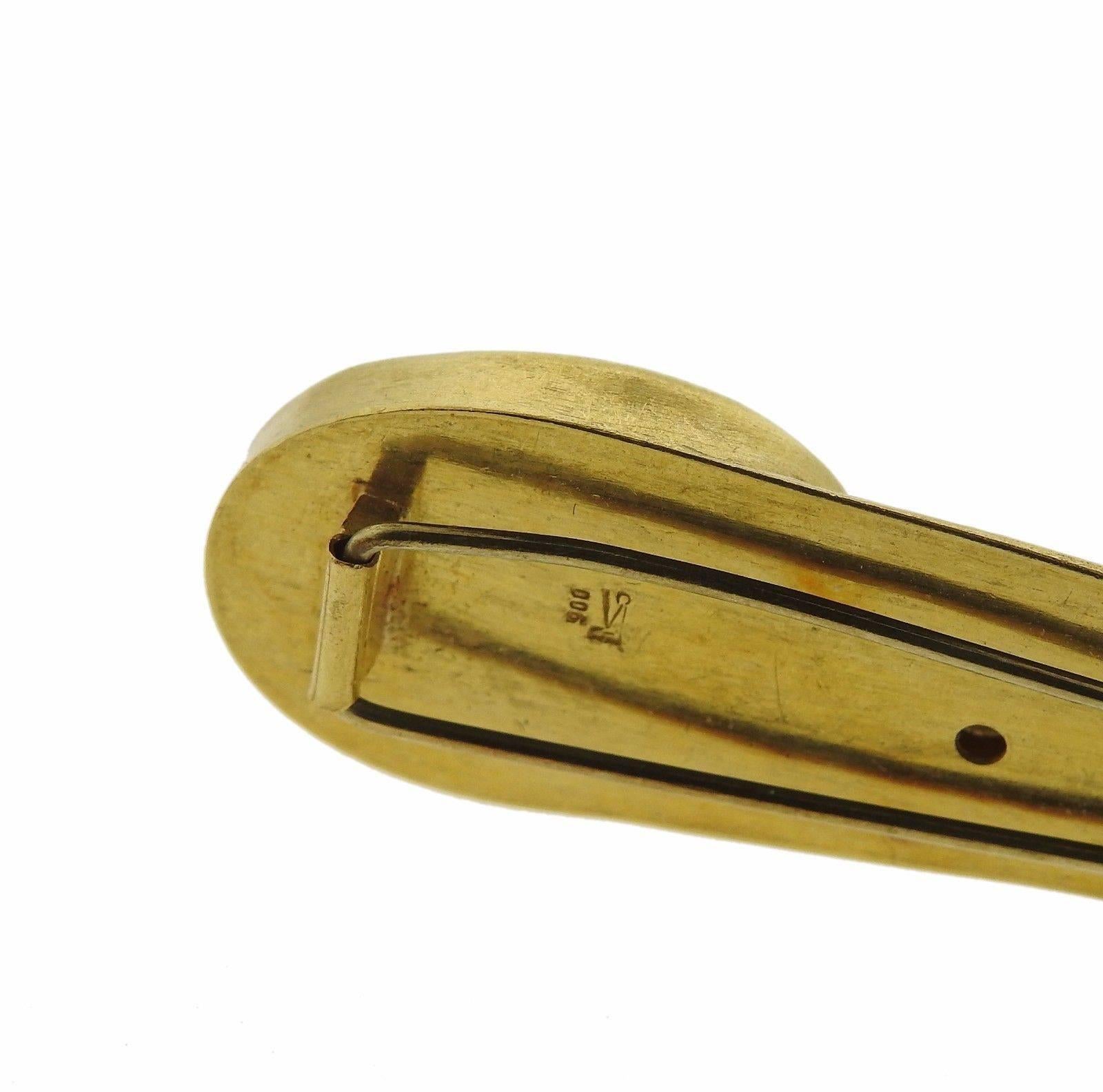 Sapphire Cabochon Diamond Gold Brooch Pin 1