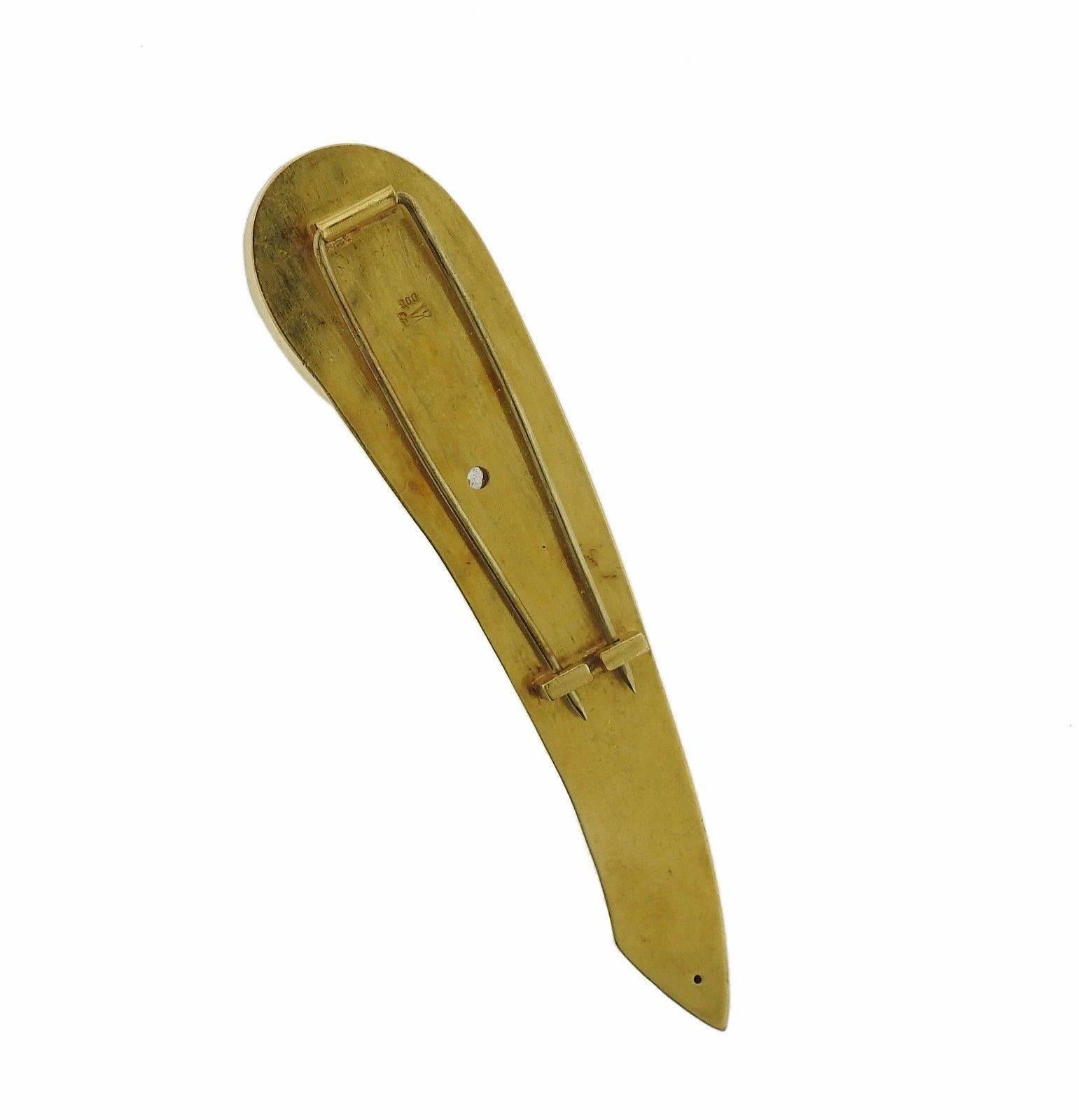 Women's Sapphire Cabochon Diamond Gold Brooch Pin