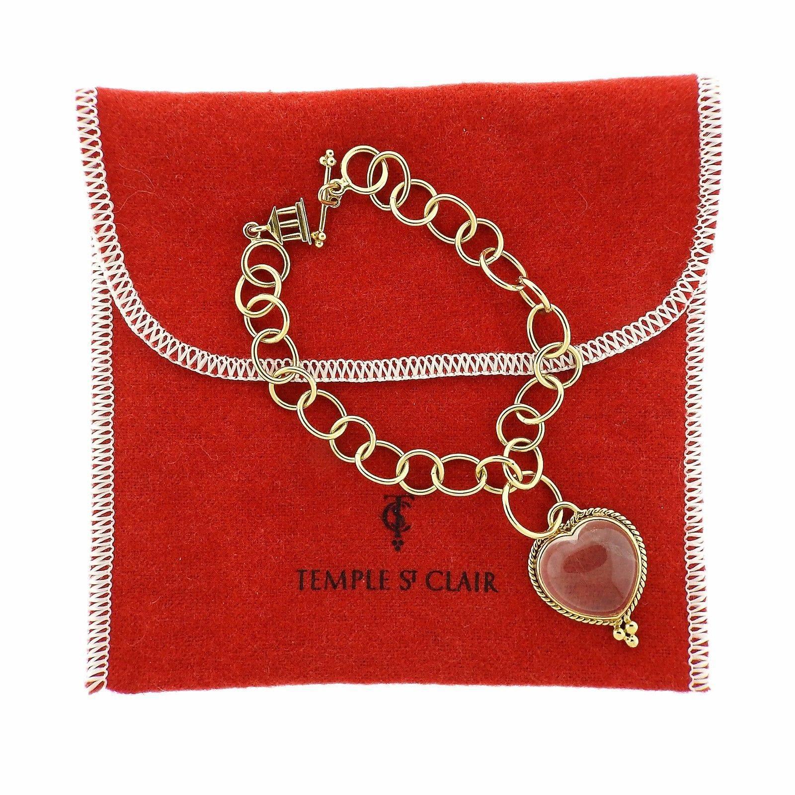Women's Temple St. Clair Gold Crystal Heart Charm Bracelet