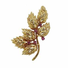 1960s Tiffany & Co. Gold Ruby Brooch Pin 7