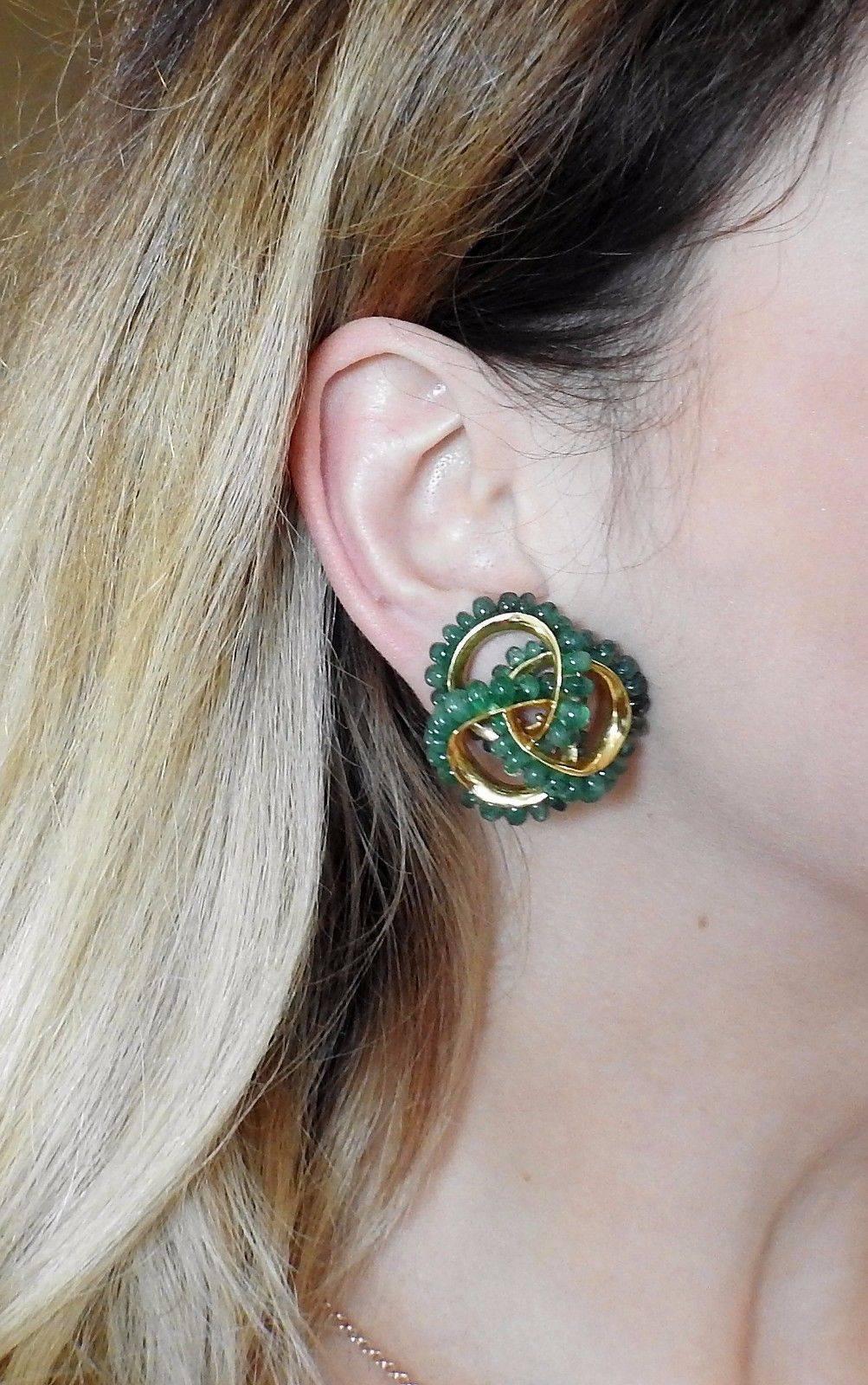 Women's Large Seaman Schepps Emerald Gold Earrings