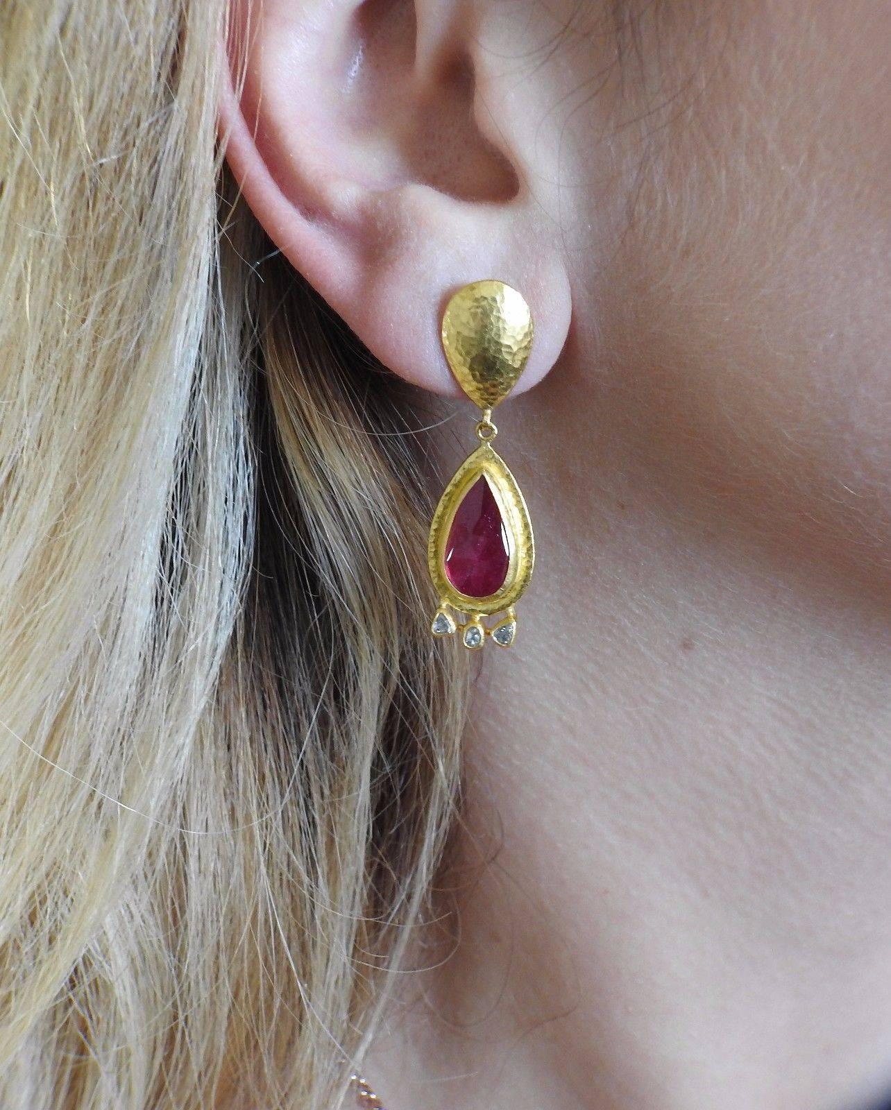 Women's Gurhan Gold Diamond Ruby Earrings