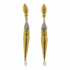 Gurhan Diamond Gold Sleek Sultan Drop Earrings