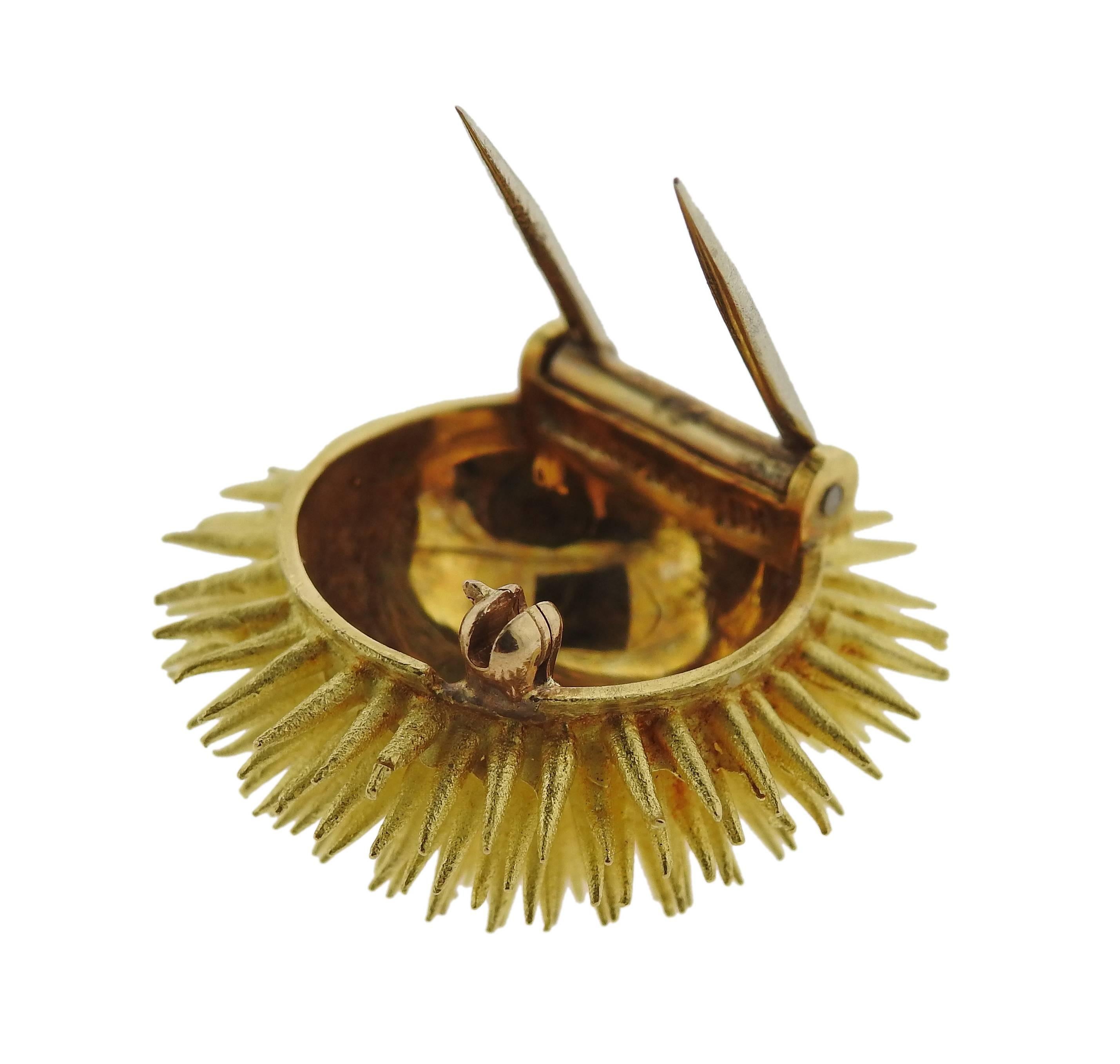 Women's Tiffany & Co. Ruby Diamond Gold Sea Urchin Brooch Pin