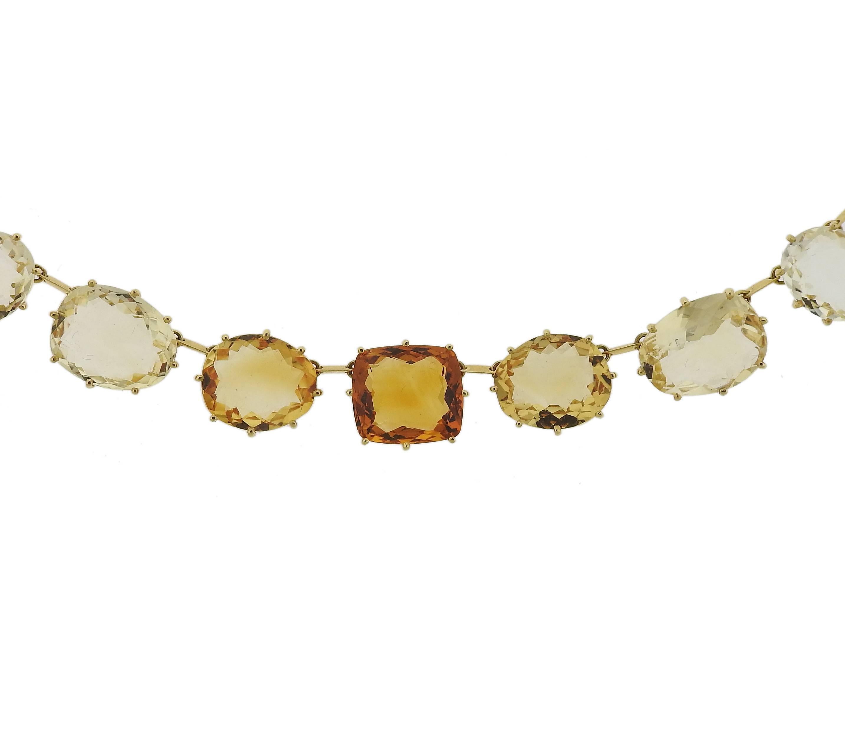 H. Stern Sunrise Citrine Sapphire Diamond Gold Necklace In Excellent Condition In Lambertville, NJ