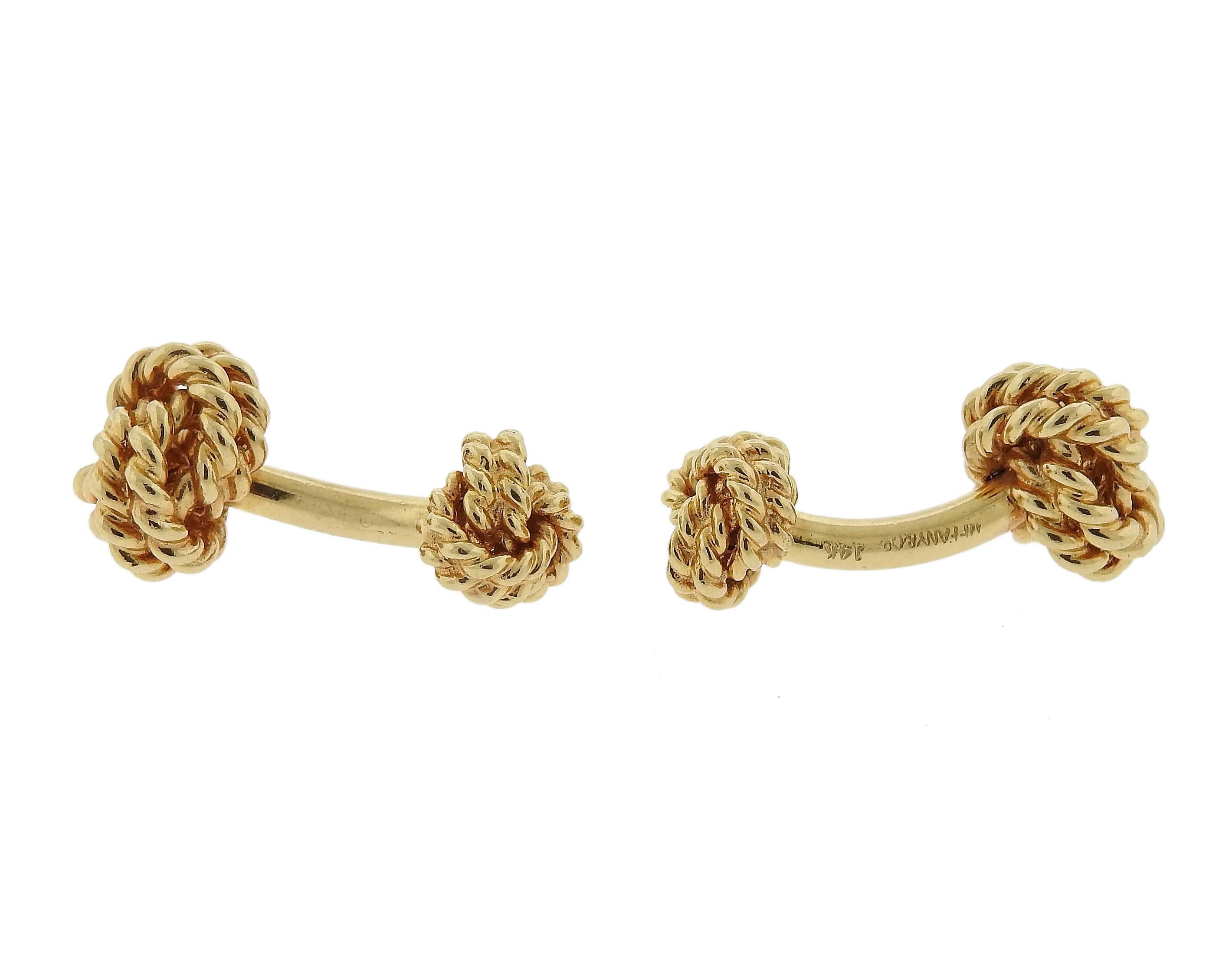 Tiffany & Co. Classic Gold Knot Cuff-Links In Excellent Condition In Lambertville, NJ