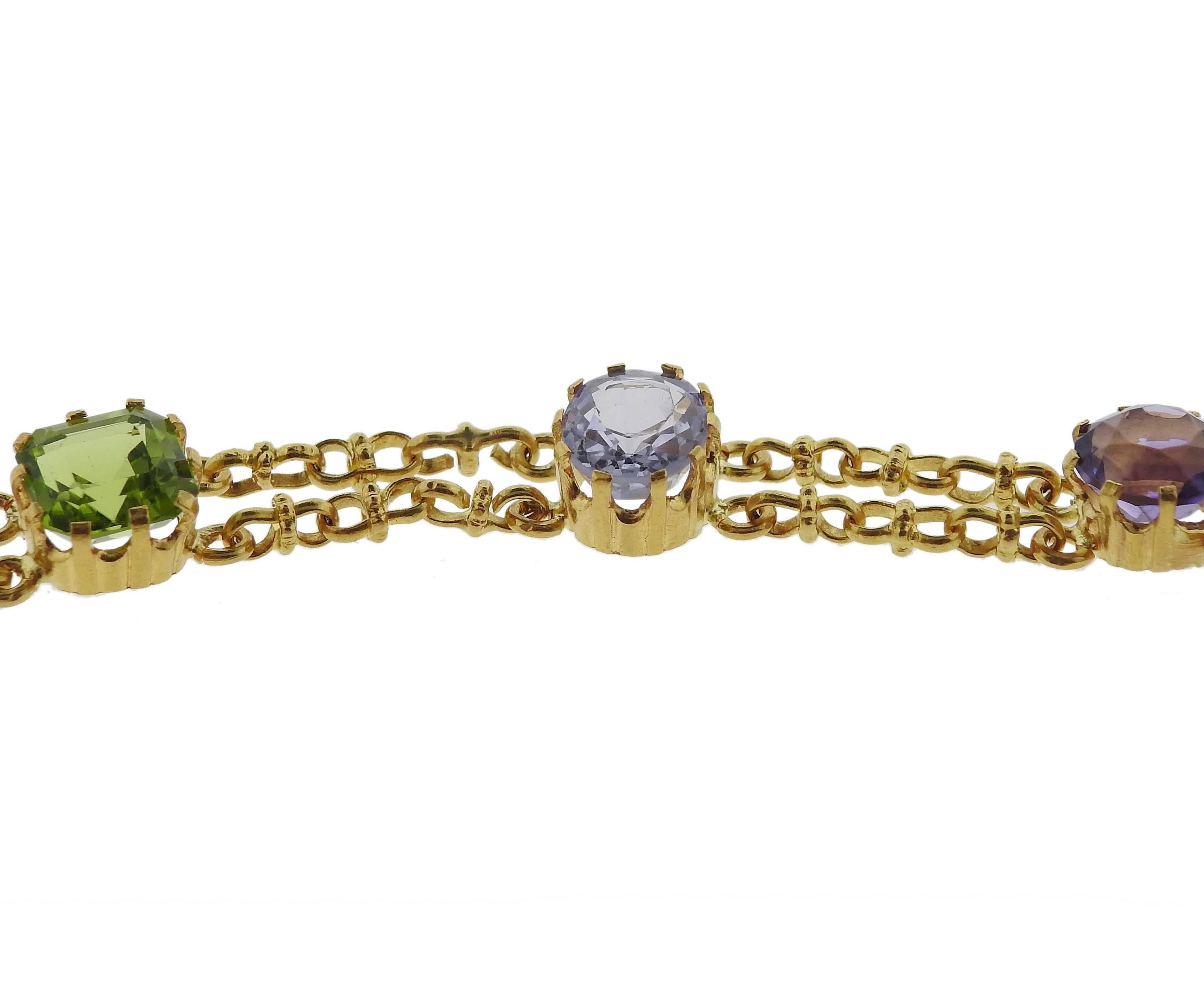 Antique Victorian Natural Multi-Color Sapphire Gold Bracelet 1