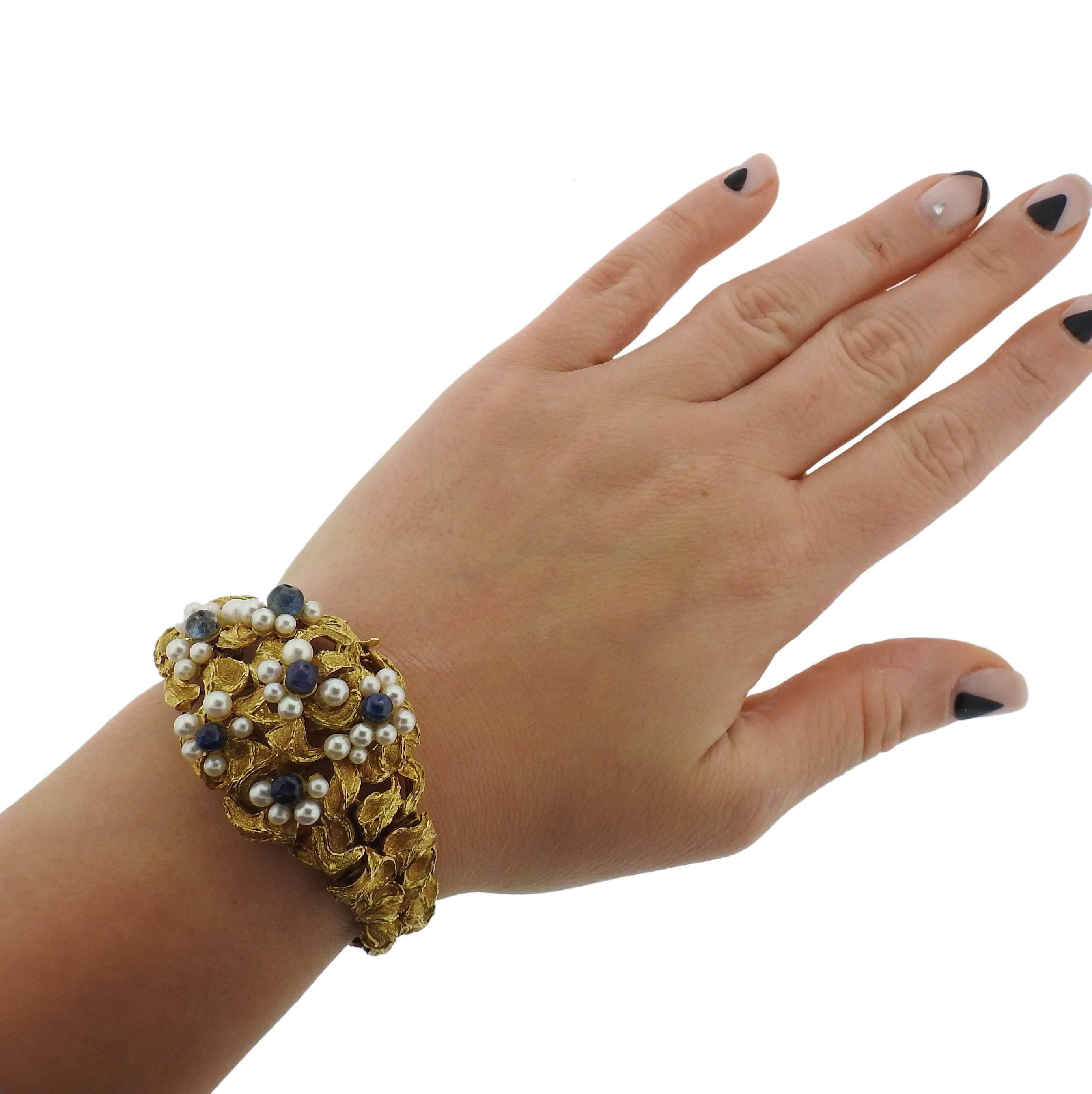 Women's Ilias Lalaounis Pearl Gemstone Gold Bracelet