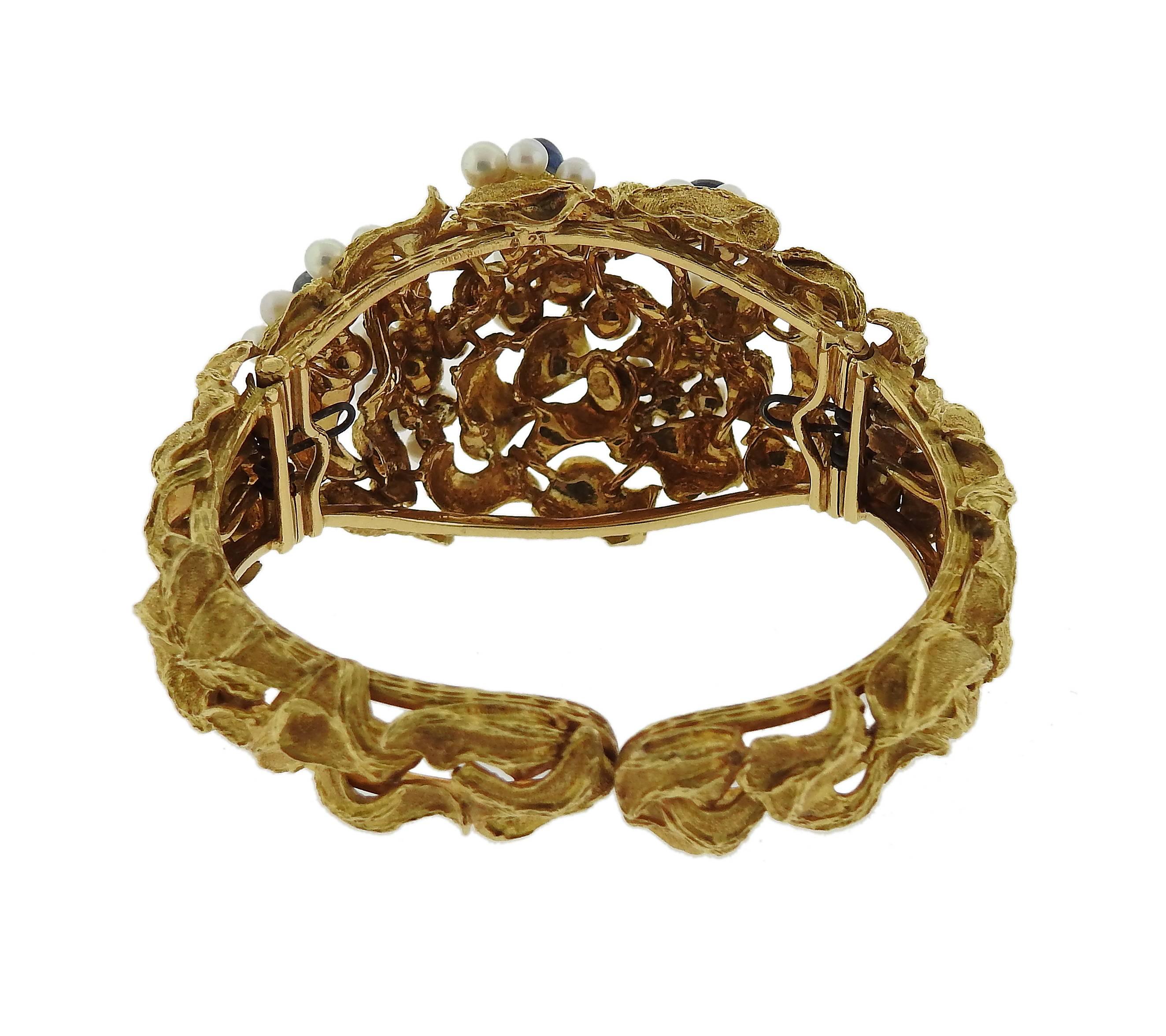 Ilias Lalaounis Pearl Gemstone Gold Bracelet In Excellent Condition In Lambertville, NJ