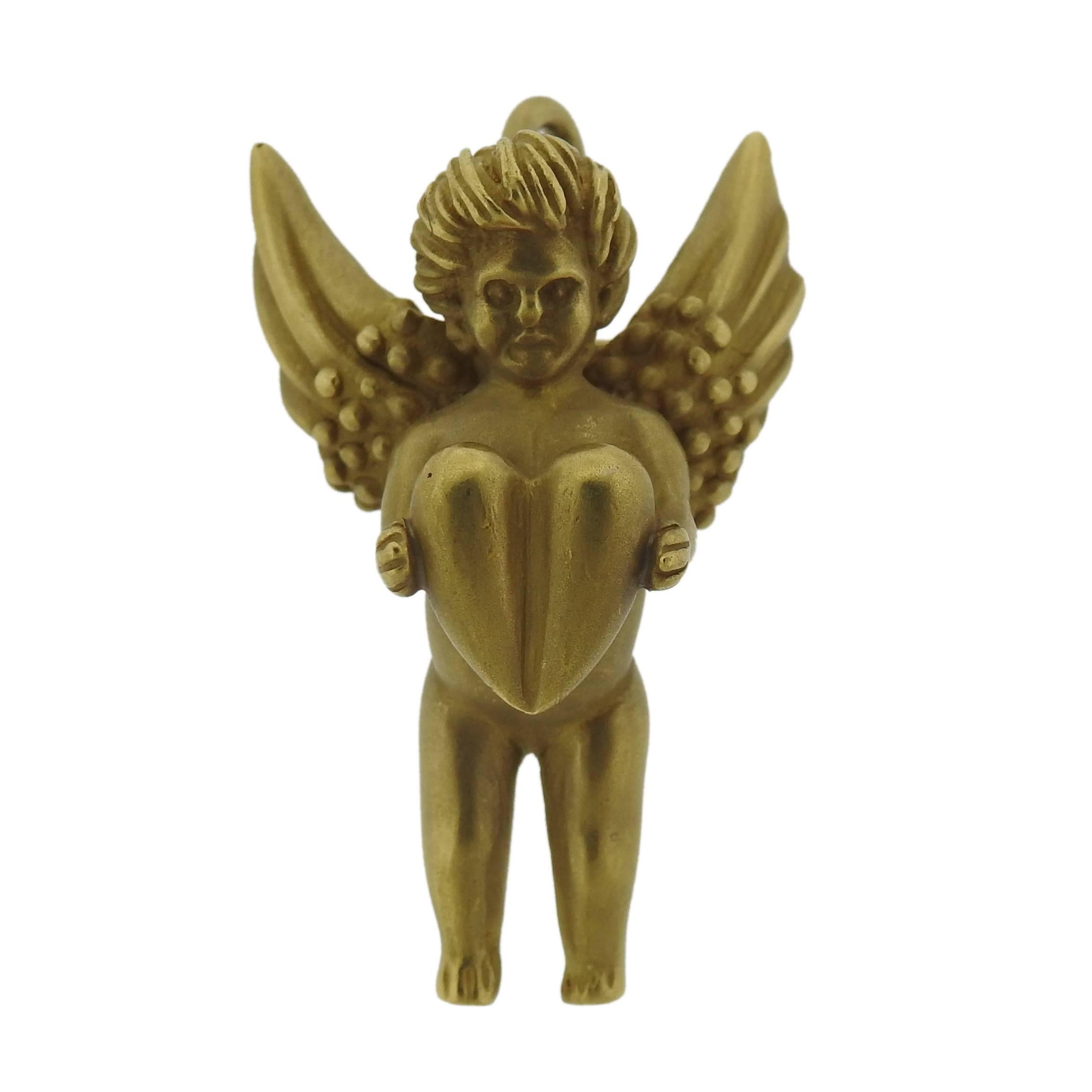 Kieselstein Cord Gold Angel with Heart Pendant Brooch