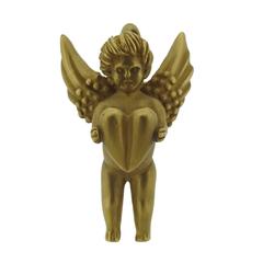 Vintage Kieselstein Cord Gold Angel with Heart Pendant Brooch