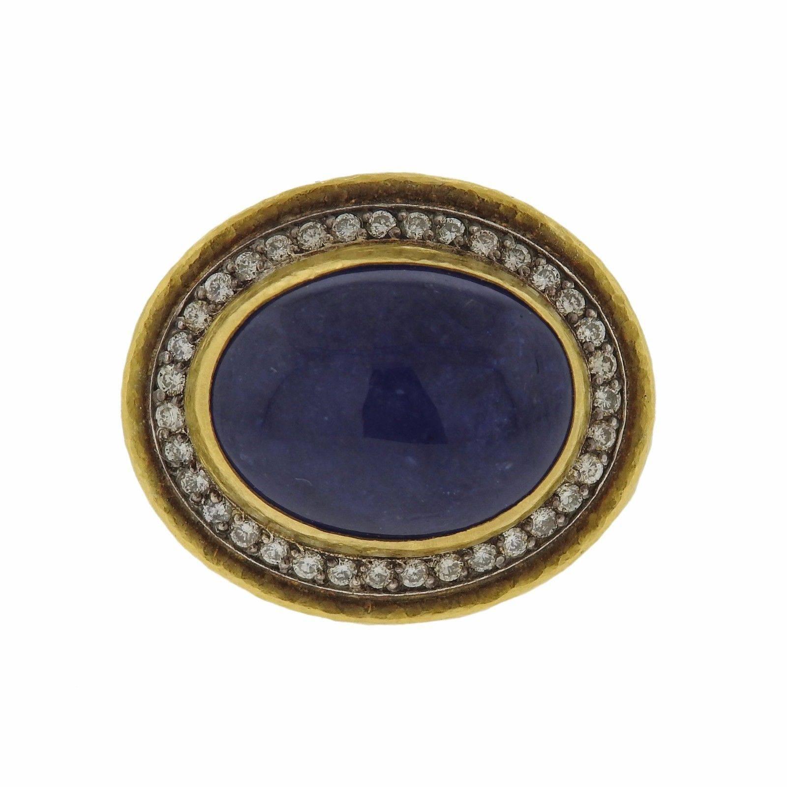 Gurhan Tanzanite Cabochon Diamond Gold Ring 1