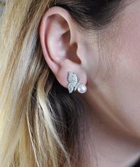 Tiffany & Co. Pearl Diamond Platinum Butterfly Earrings