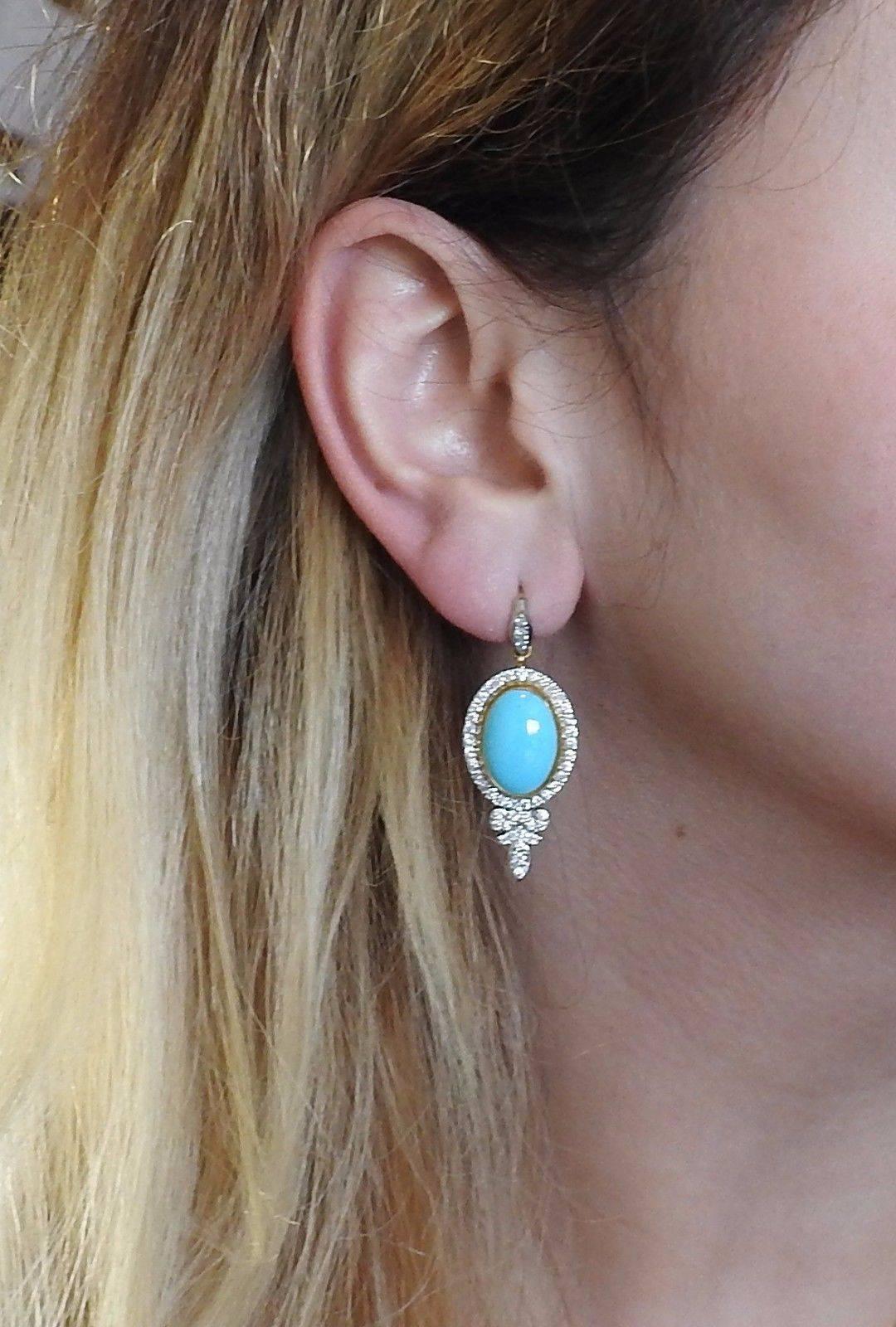 Women's Gurhan Turquoise Diamond Gold Earrings