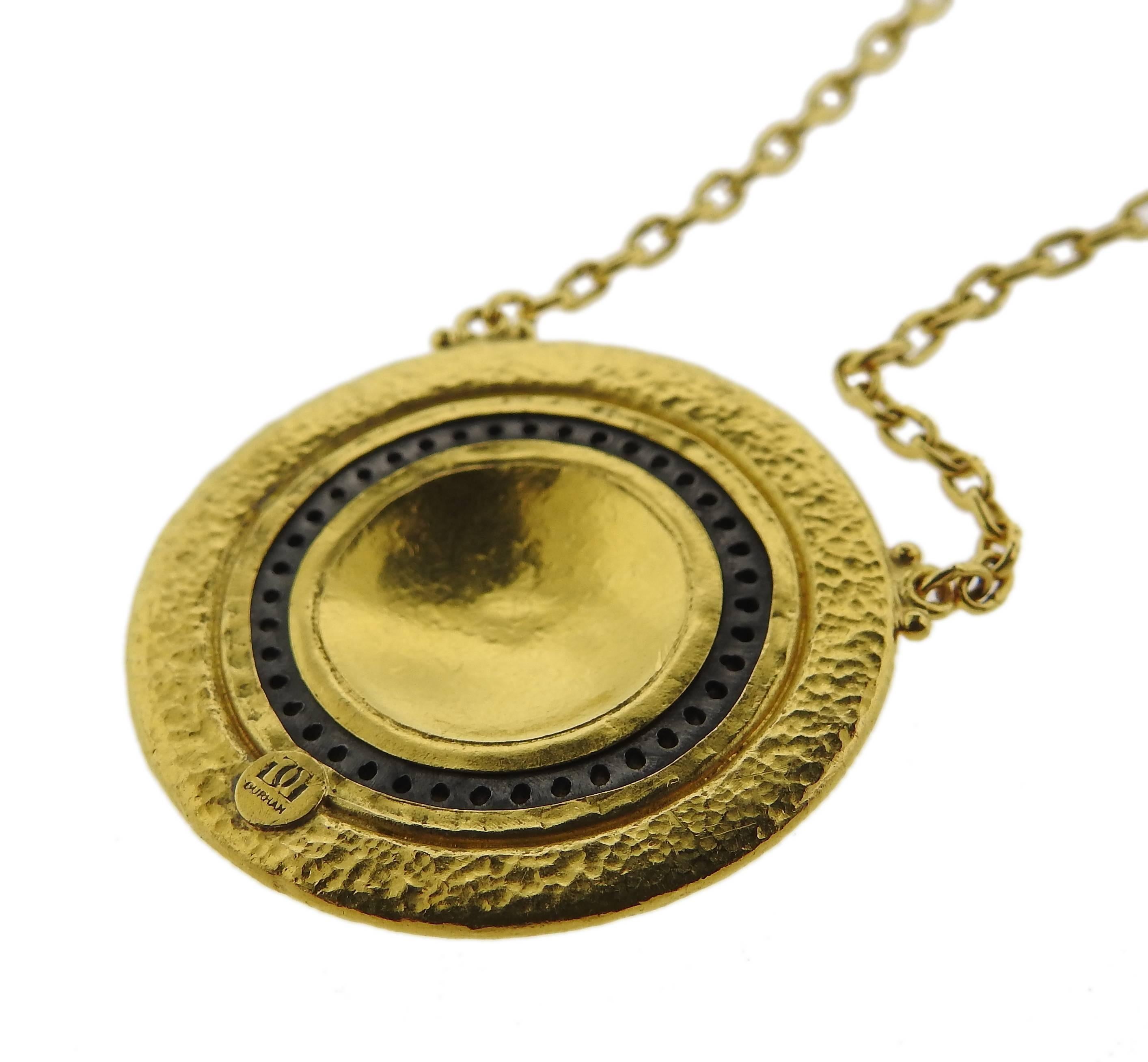 Women's Large Gurhan Diamond Gold Circle Pendant Necklace