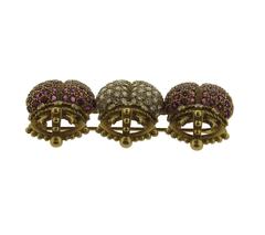 Kieselstein Cord Ruby Diamond Gold Crown Heart Brooch Pin