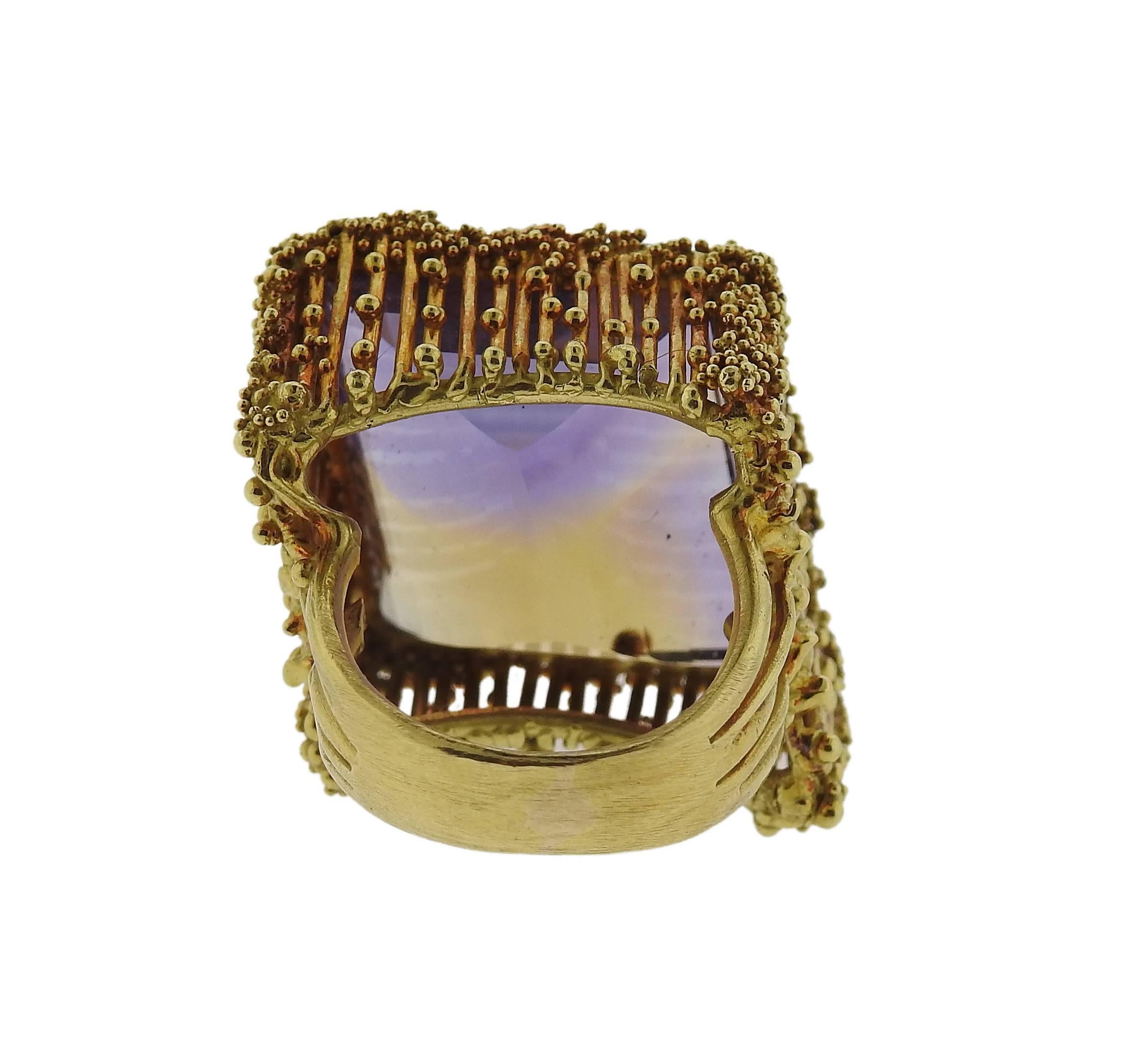 Women's Iconic 1970s Ametrine Gold Cocktail Ring