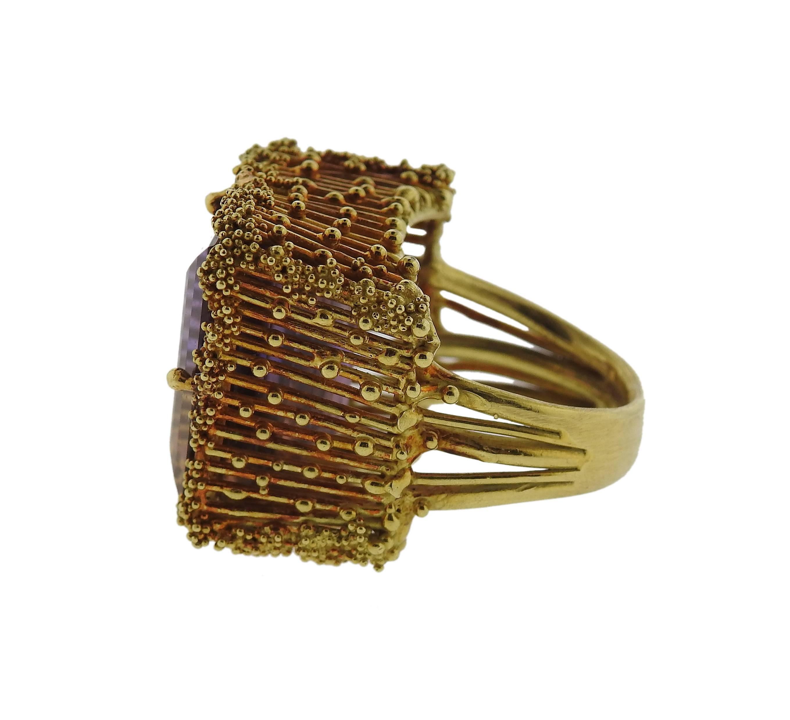 Iconic 1970s Ametrine Gold Cocktail Ring 1