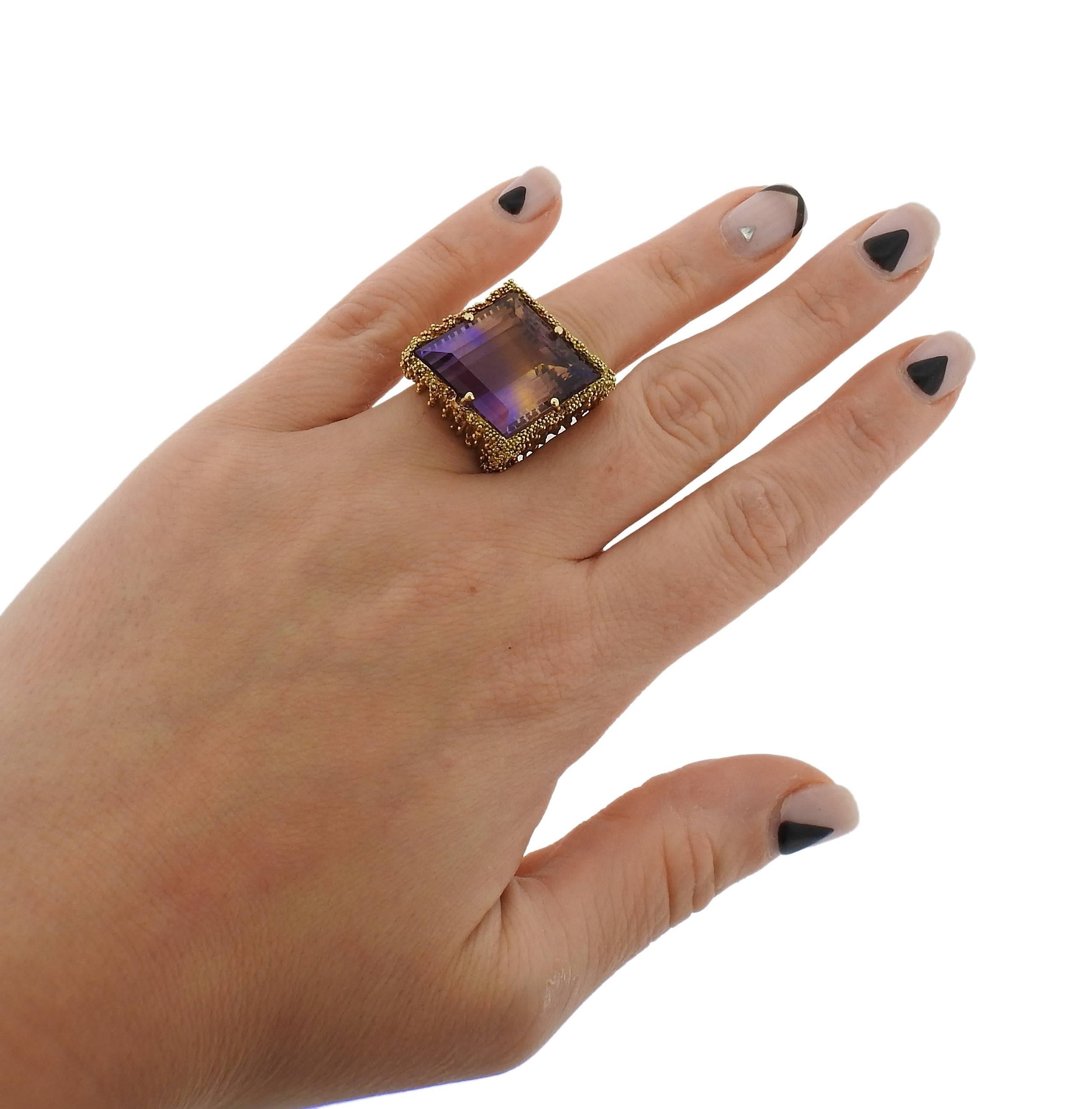 Iconic 1970s Ametrine Gold Cocktail Ring 2