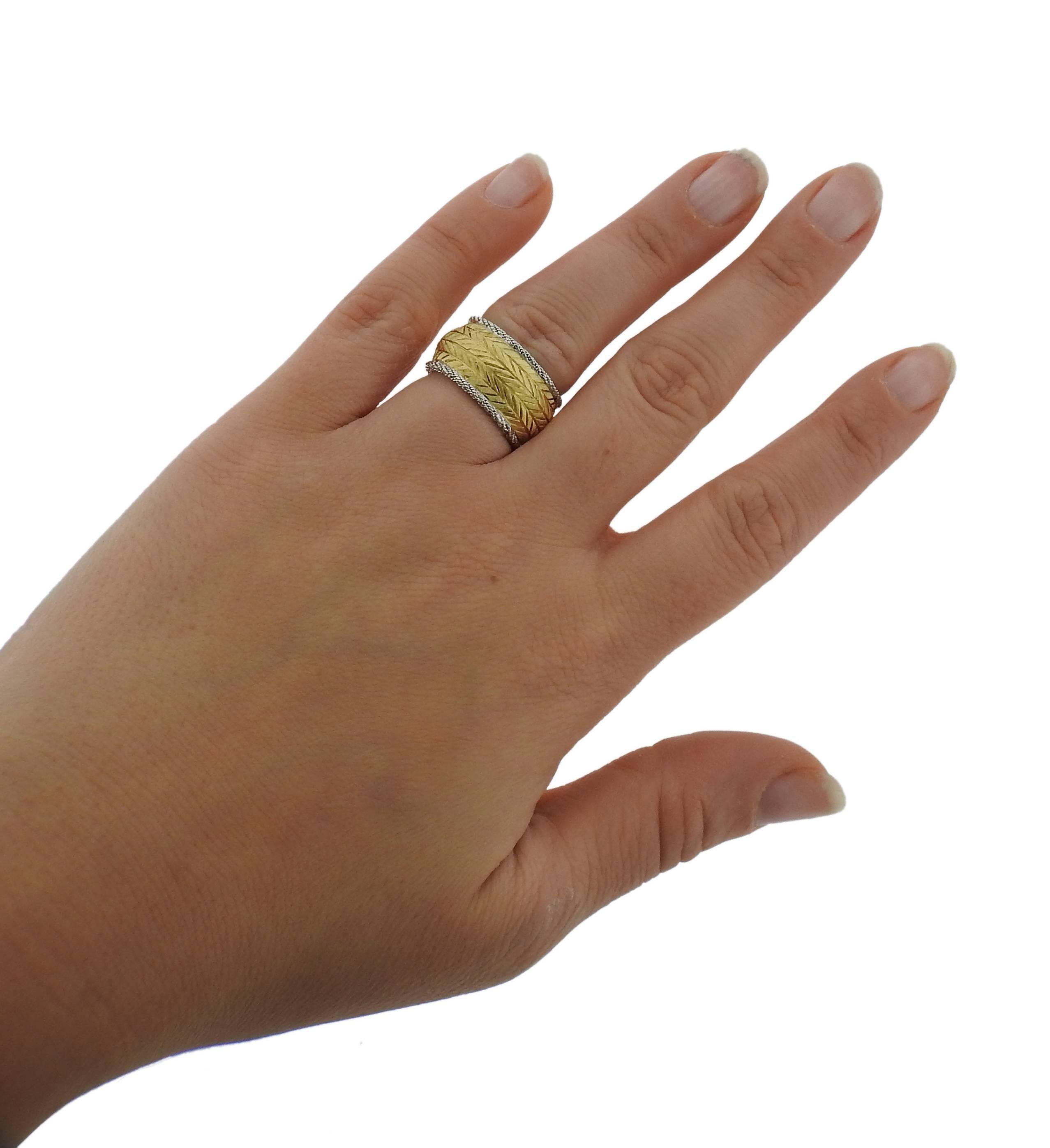 Women's Buccellati Two Color Gold Wide Band Ring