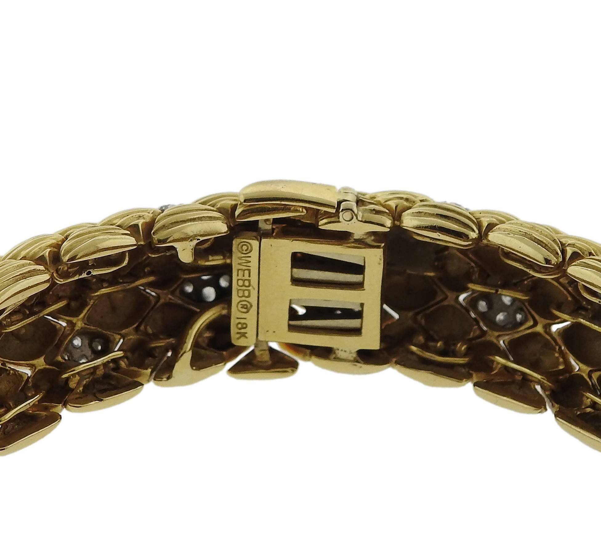 Women's or Men's David Webb Diamond Gold Classic Bracelet For Sale