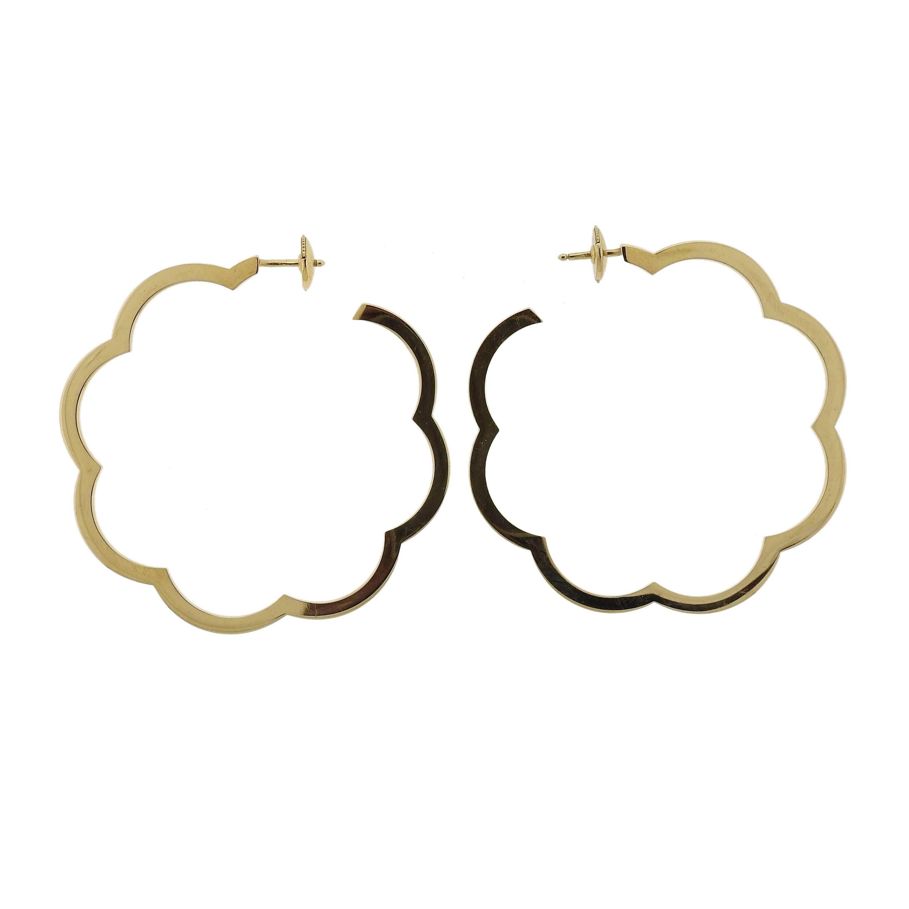 Chanel Camelia Gold Jumbo Hoop Earrings