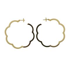 Chanel Camelia Gold Jumbo Hoop Earrings