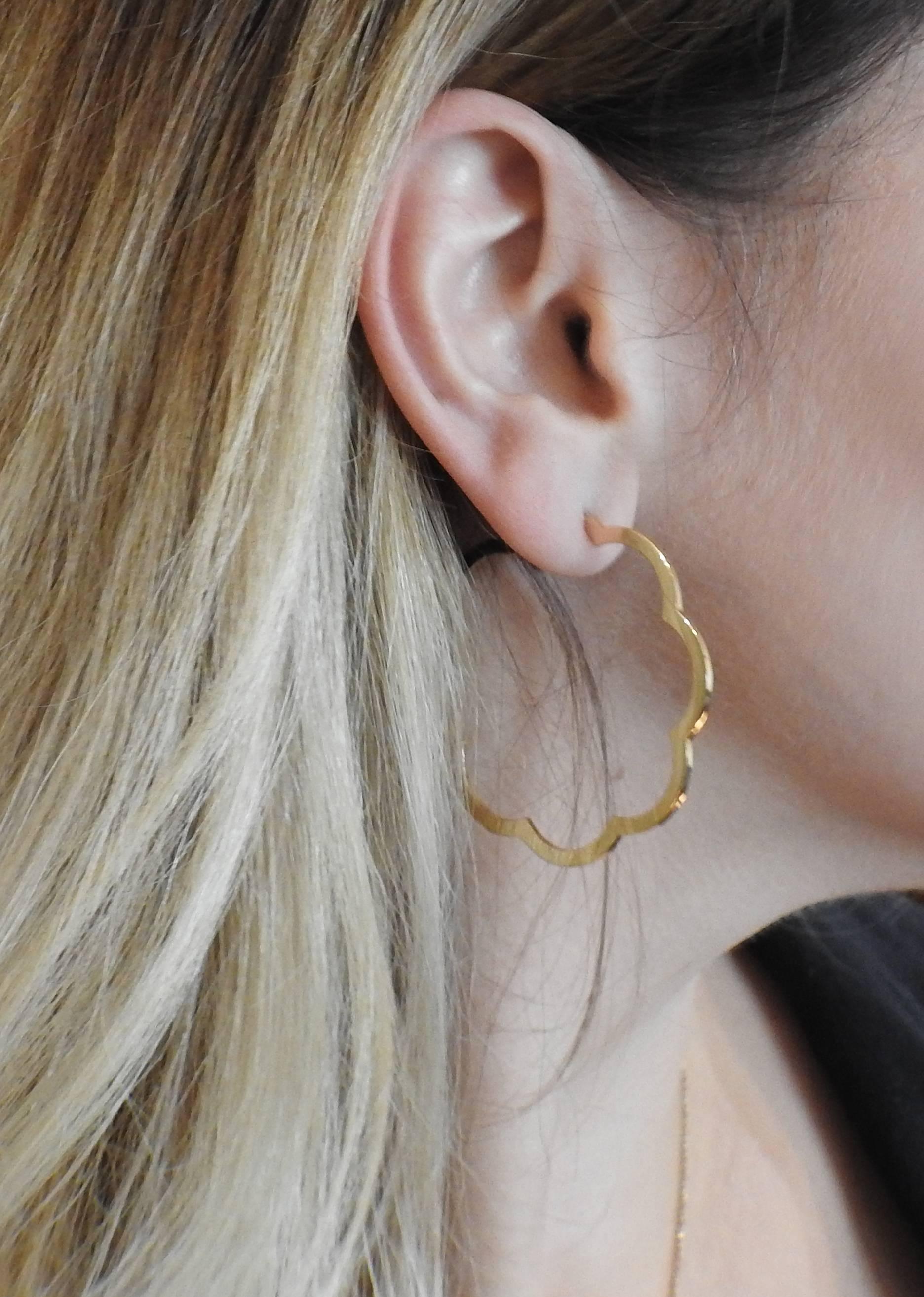 Chanel Camelia Gold Jumbo Hoop Earrings 2