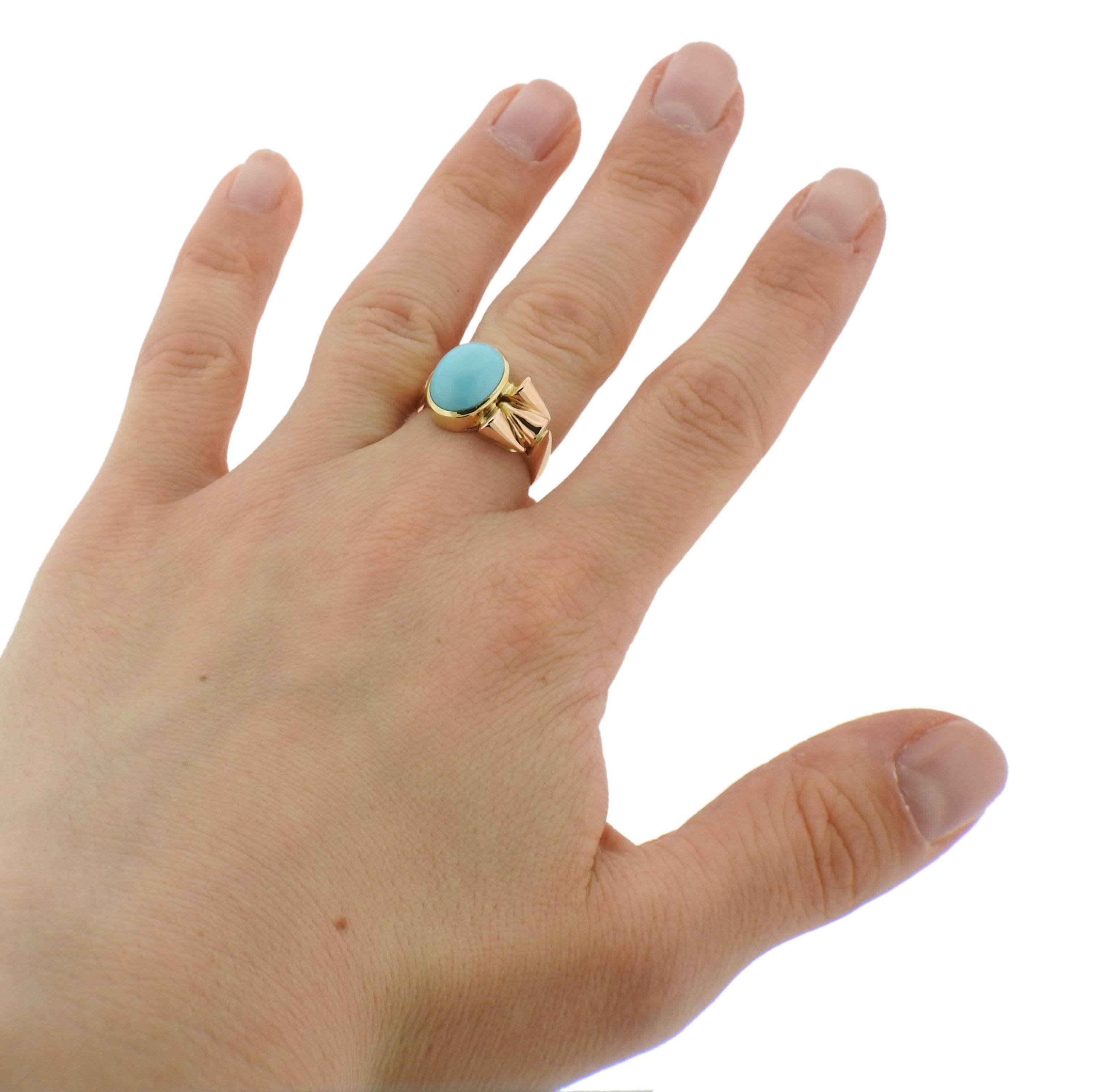 Women's or Men's Giorgio Facchini Gold Turquoise Ring