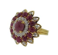 Ruby Diamond Gold Cocktail Ring
