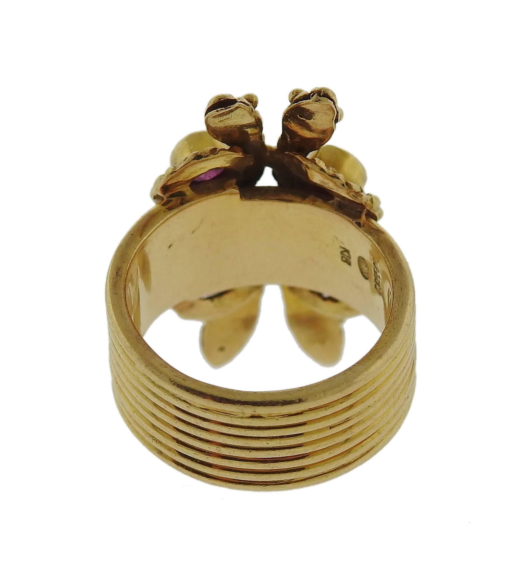 Women's Zolotas Greece Ruby Gold Snake Ring