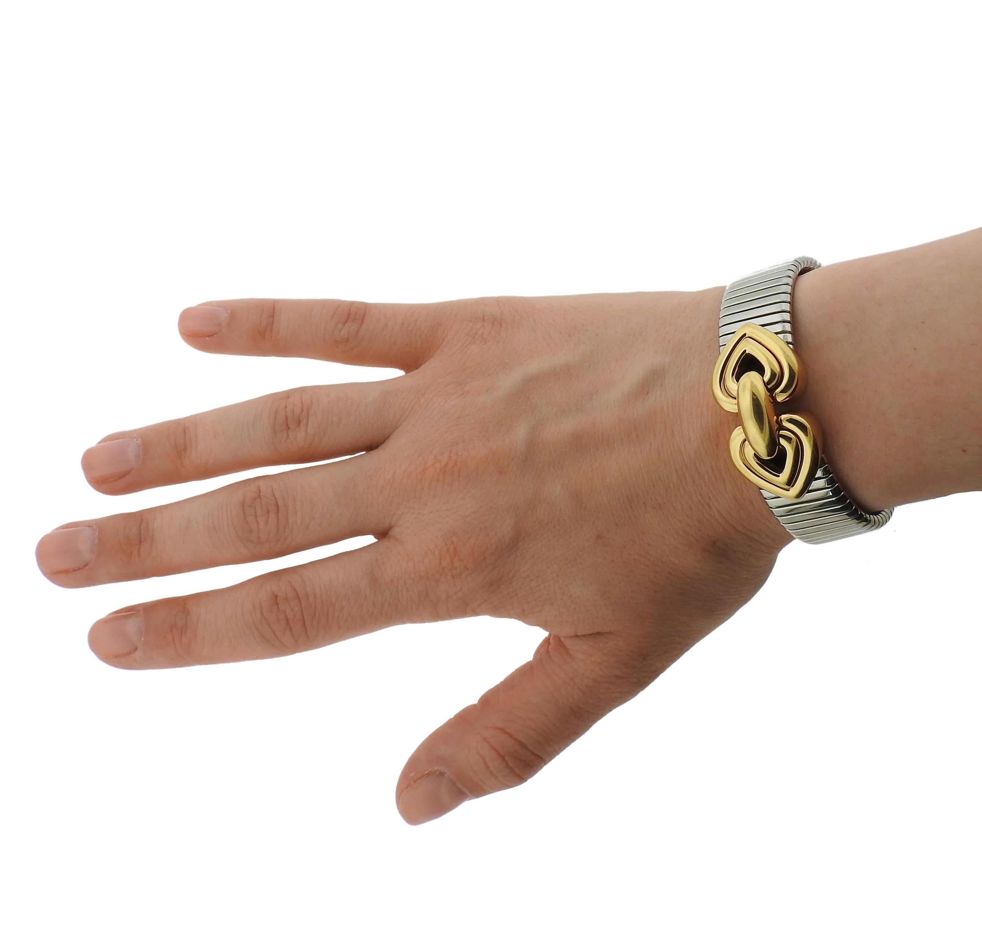 Bulgari Tubogas Gold and Stainless Steel Bracelet 2