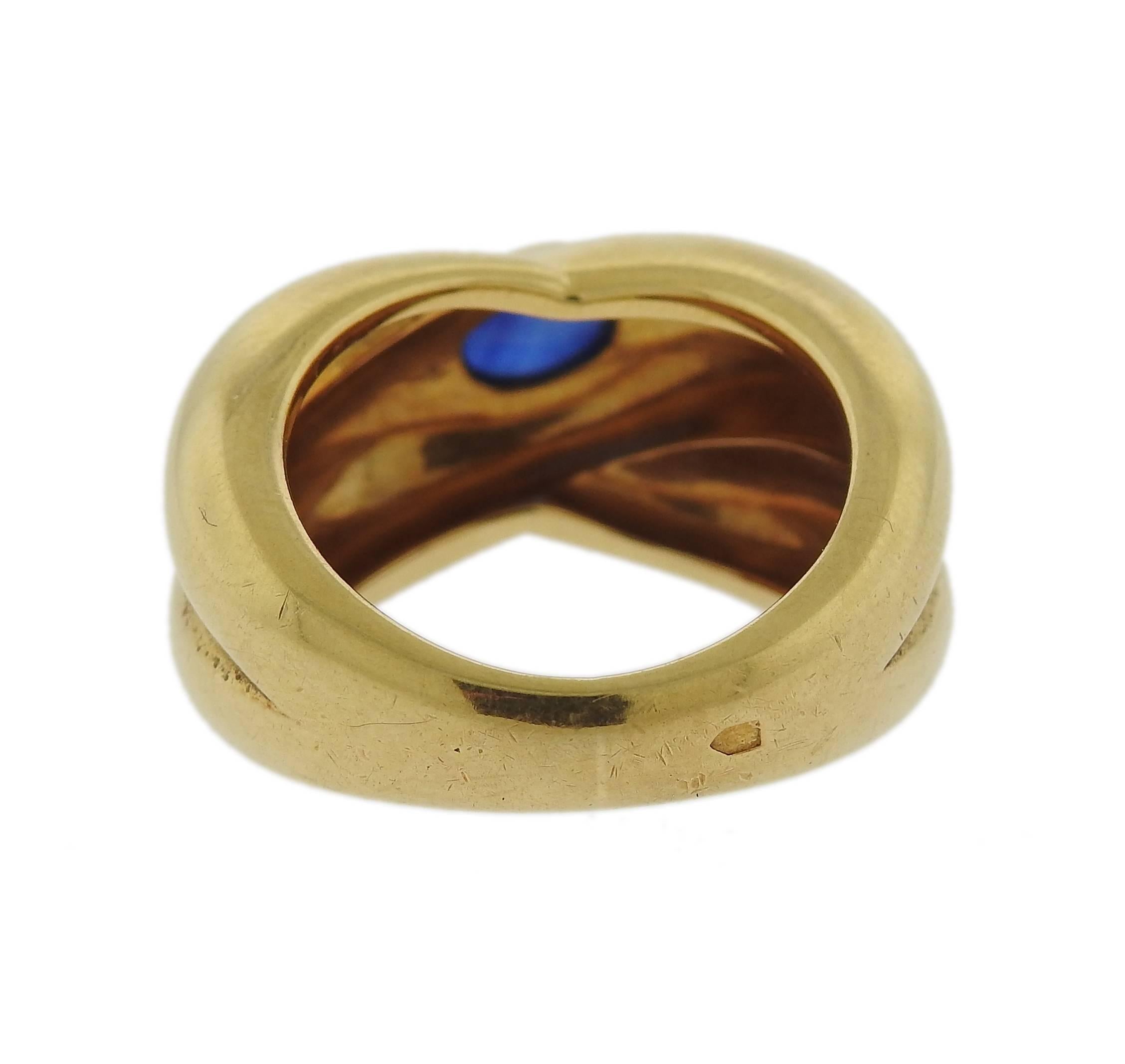 Women's Cartier Gold Sapphire Crossover Wide Band Ring