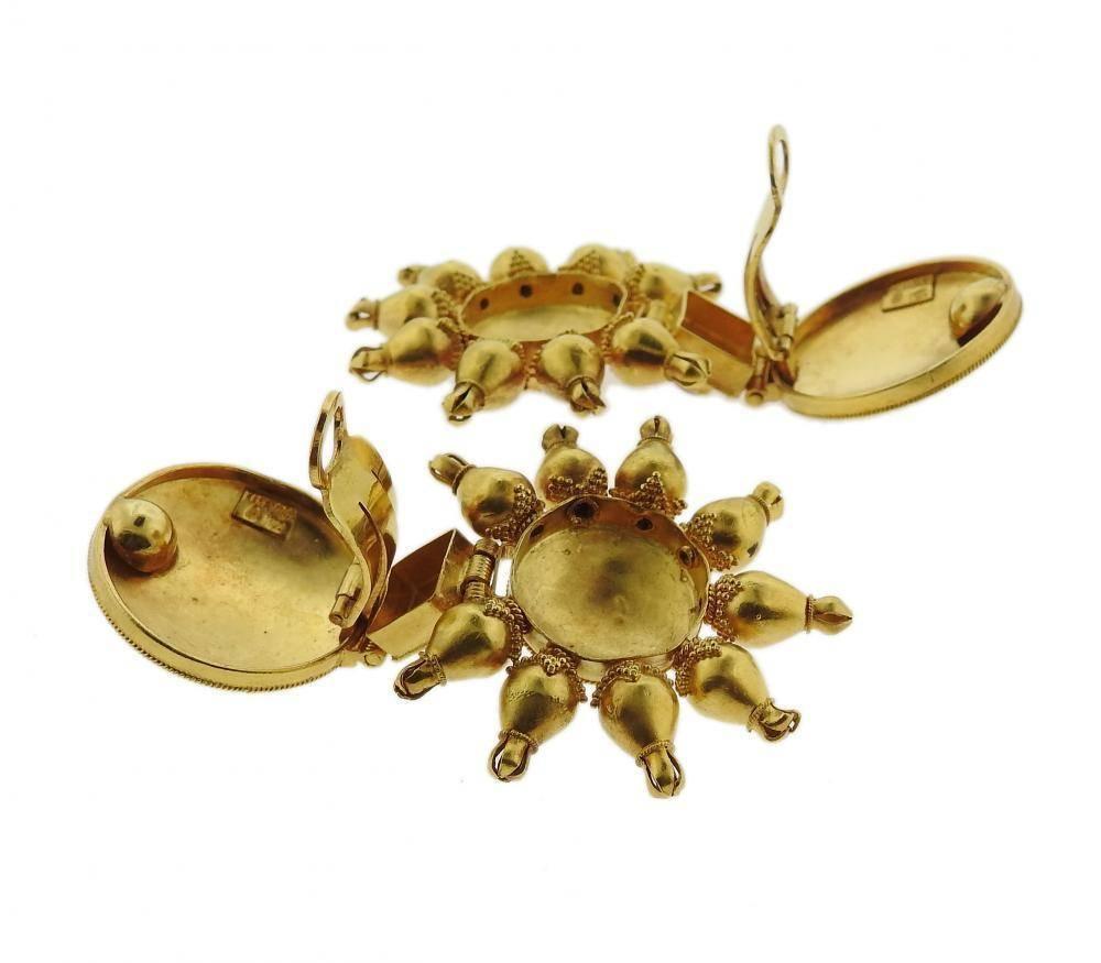 Women's Large Ilias Lalaounis Ruby Gold Earrings