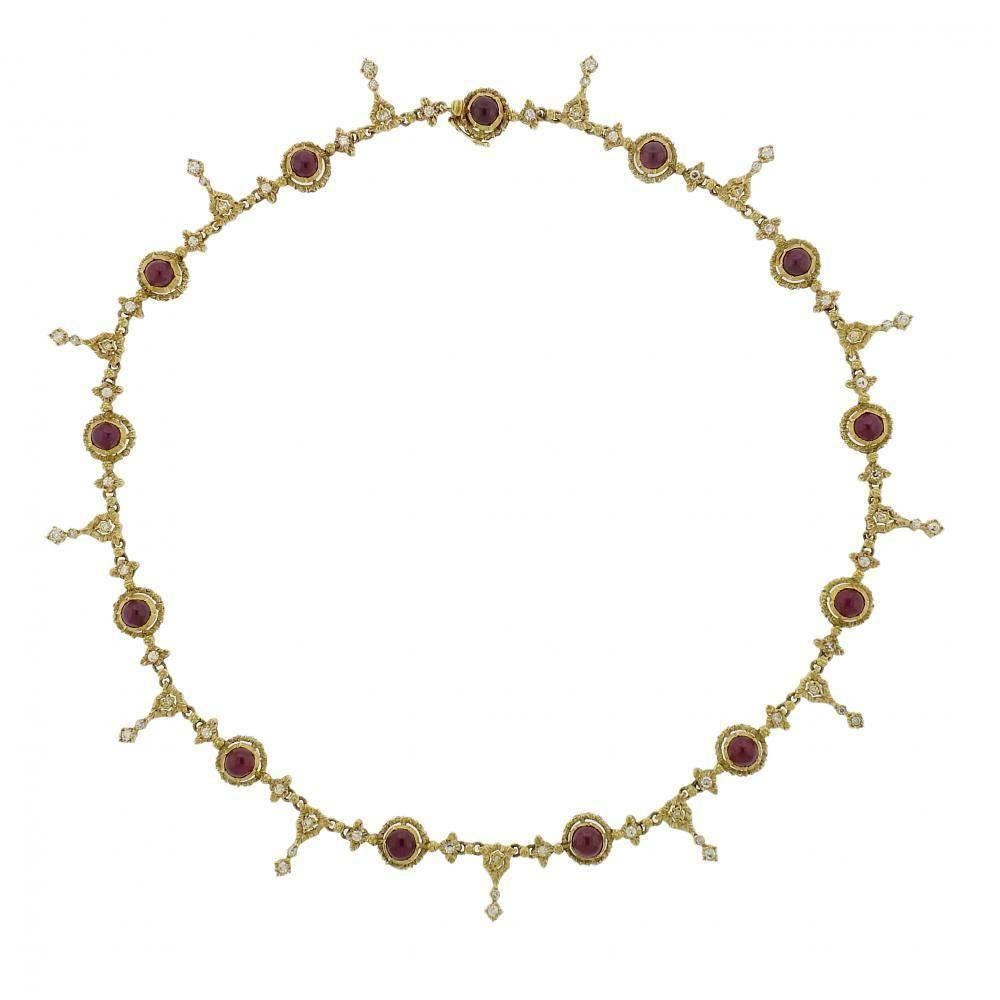 Buccellati Ruby Diamond Gold Necklace