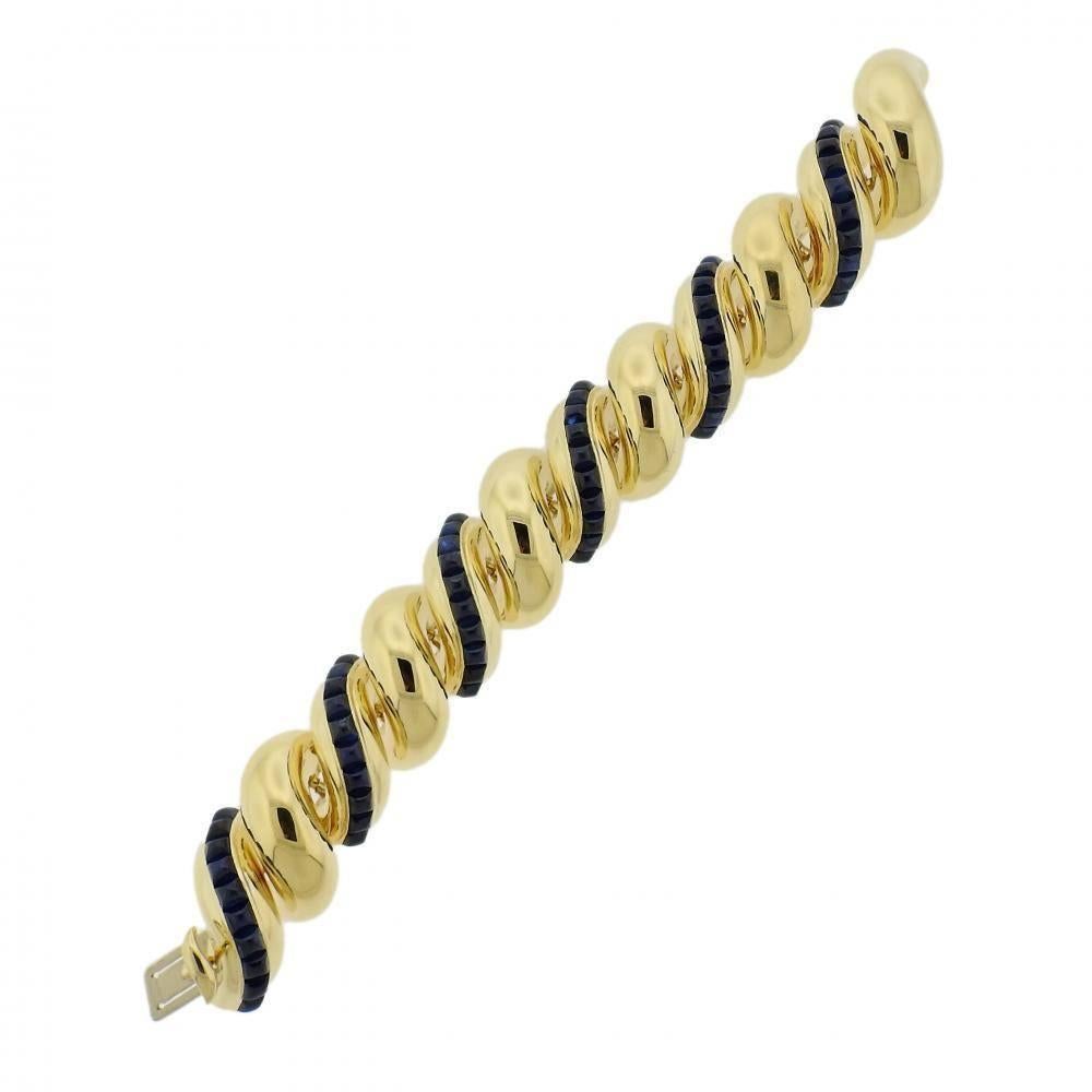 Seaman Schepps Sugarloaf Sapphire Gold Bracelet