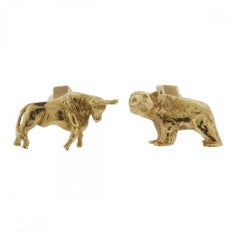 Gold Bull and Bear Stockbroker Cufflinks