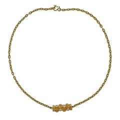 Modernist Diamond Gold Barrel Pendant Necklace