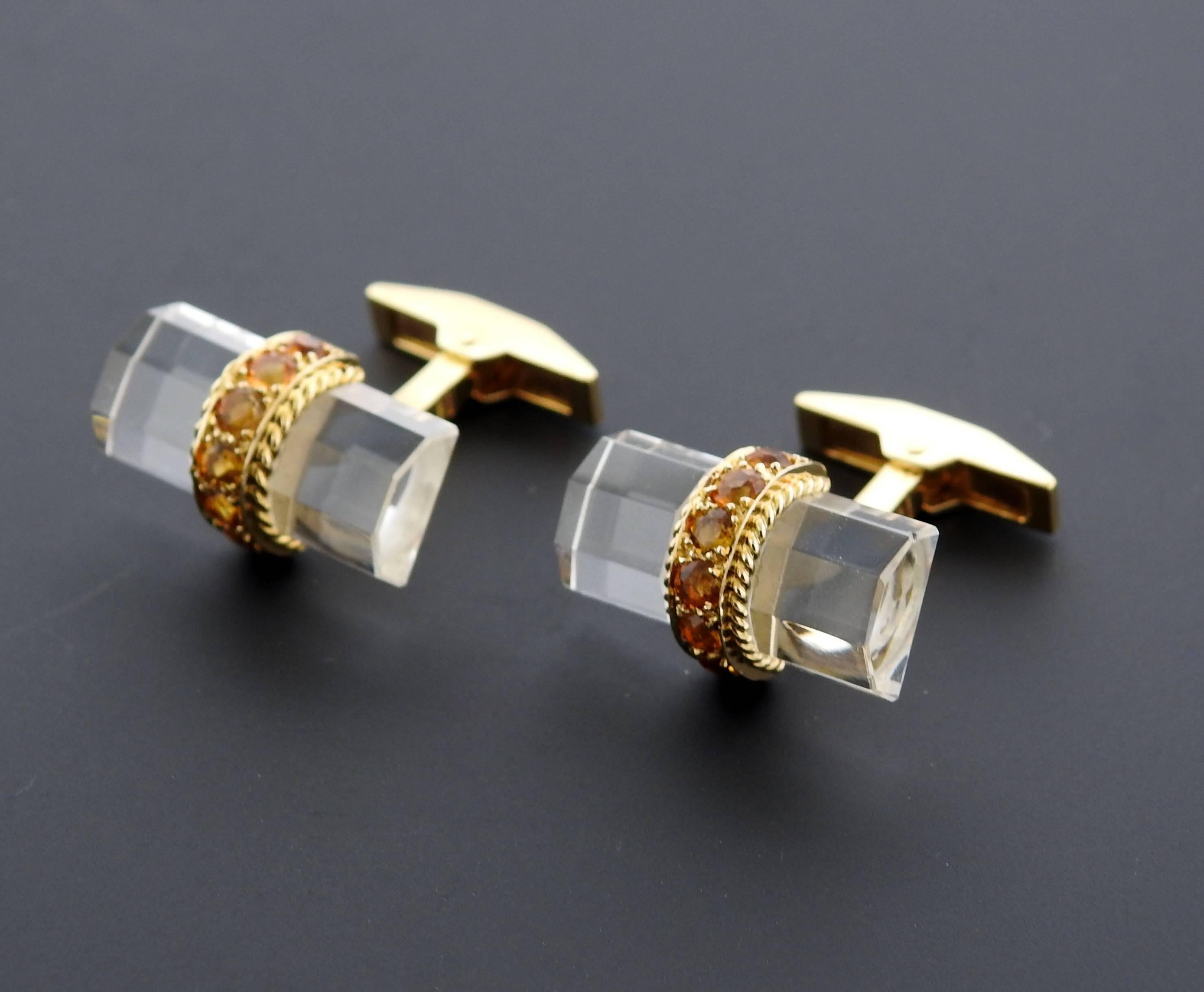 Men's Tiffany & Co. France Crystal Citrine Gold Cufflinks