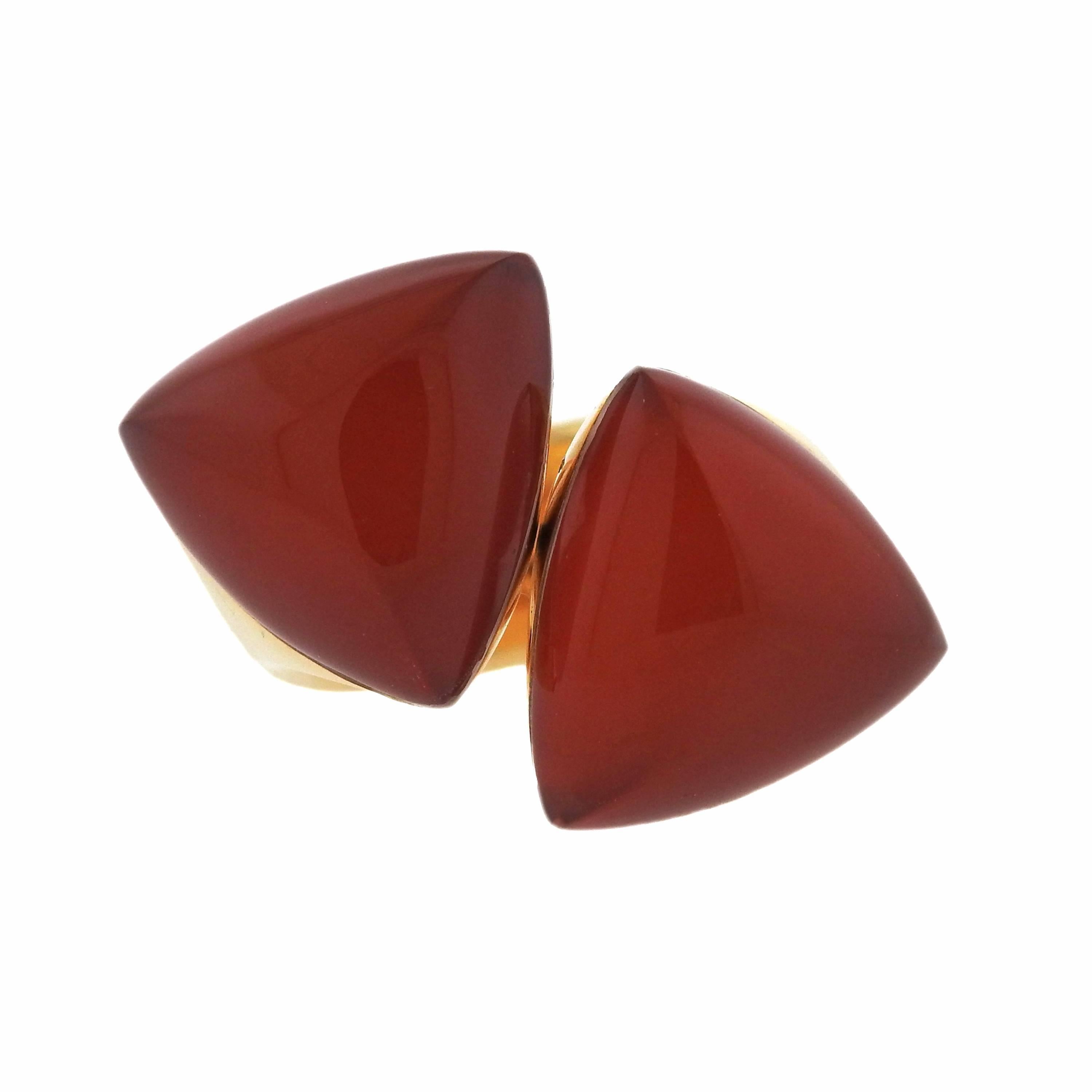 Vhernier Freccia Carnelian Rock Crystal Gold Ring